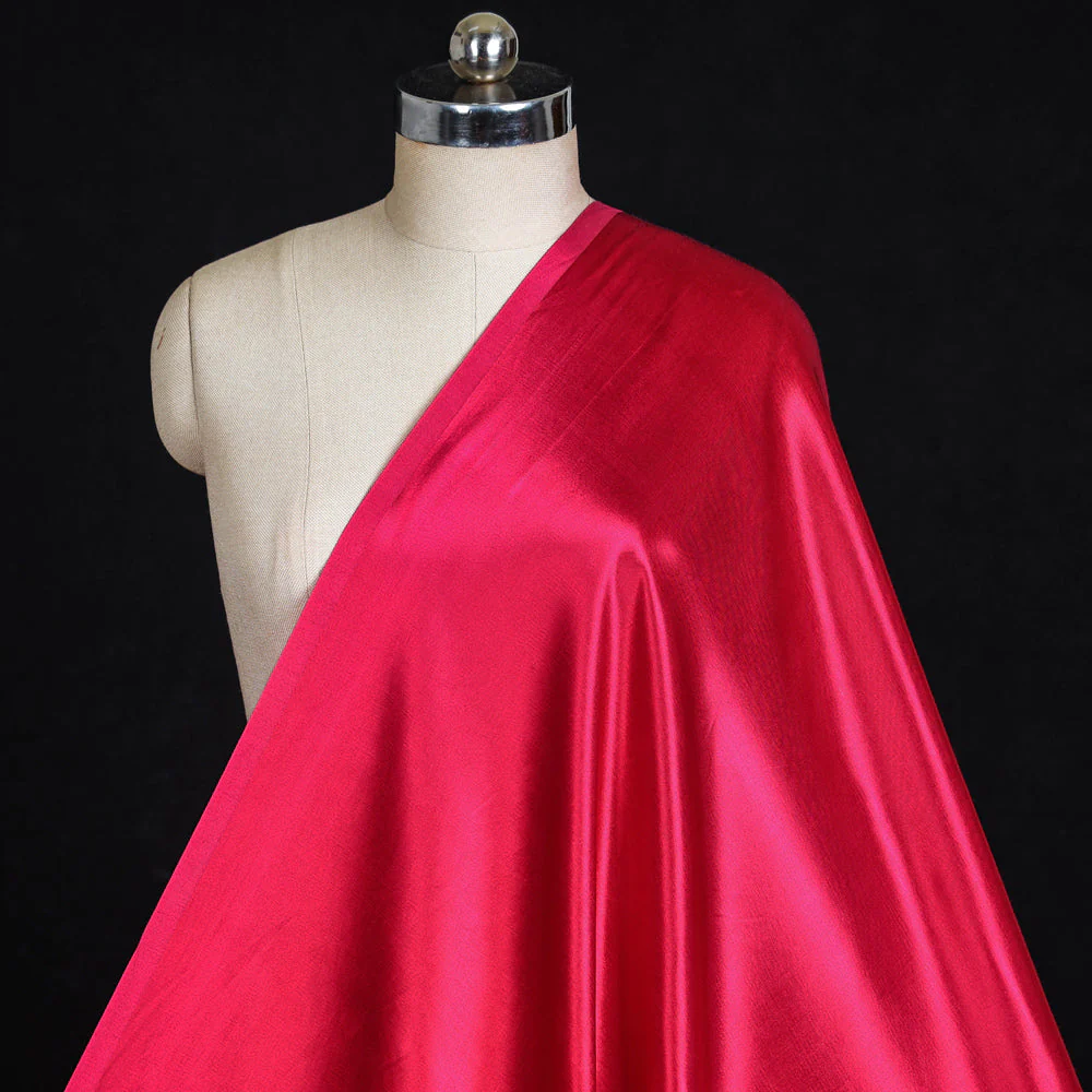 Pink - Pure Mashru Silk Plain Fabric (Width - 44 in)