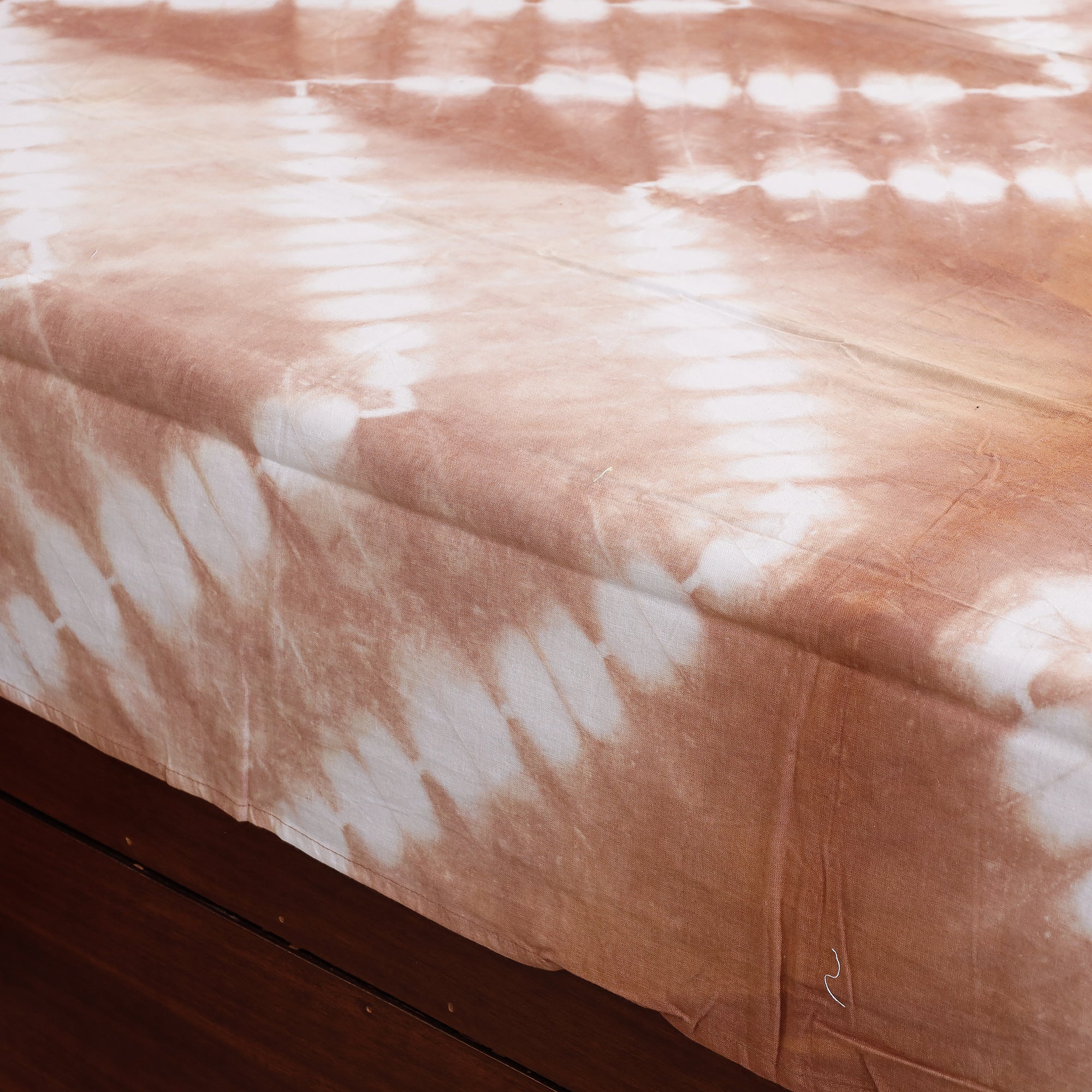 Brown - Shibori Tie-Dye Cotton Single Bedsheet (90 x 60 in) 15 - Image 3