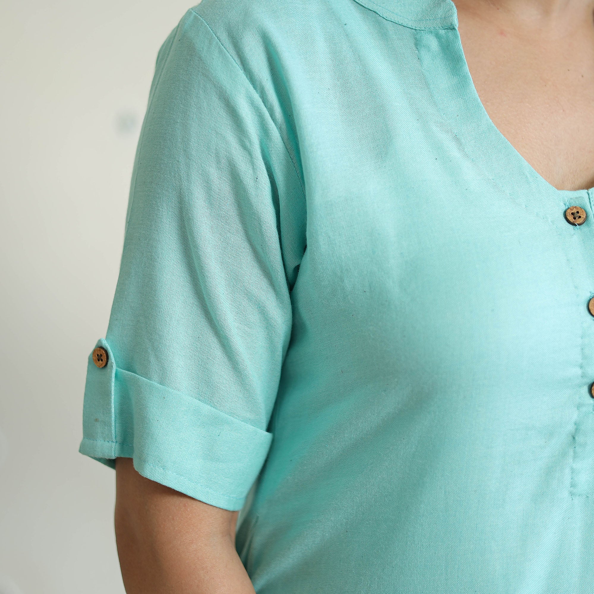 Green - Linen Viscose Plain Long Straight Kurta 47 - Image 7