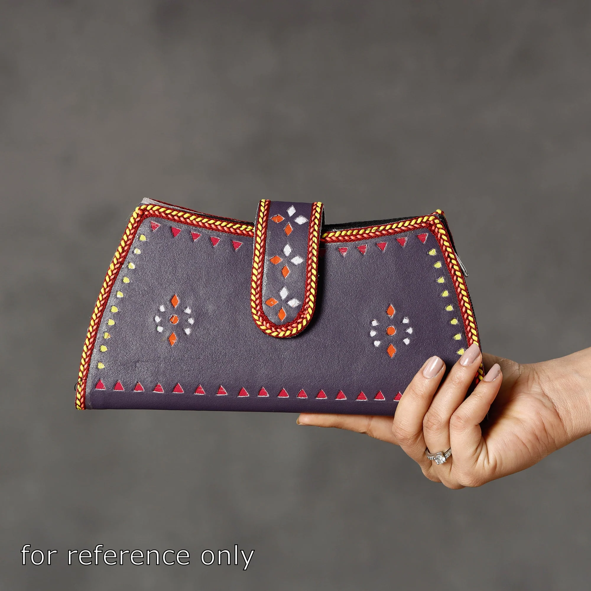 Brown - Handcrafted Kutch Leather Clutch / Wallet - Image 3