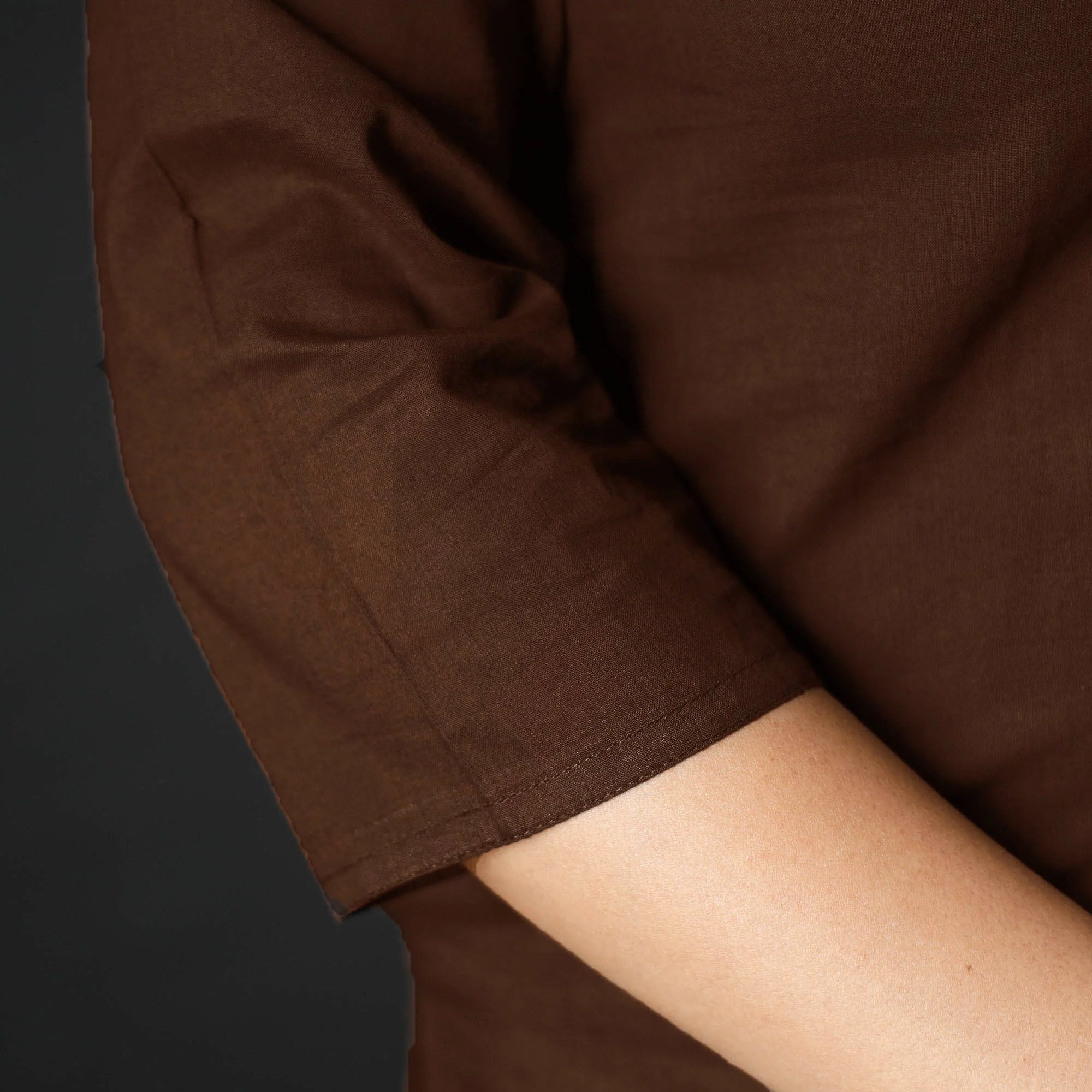 Dark Brown Plain Cotton Long Kurta - Image 6