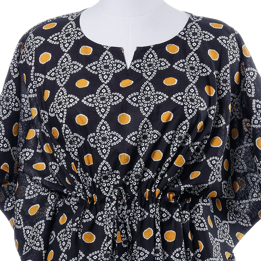 Bandhani Tie-Dye Cotton Kaftan with Tie-Up Waist (Medium) - Image 2