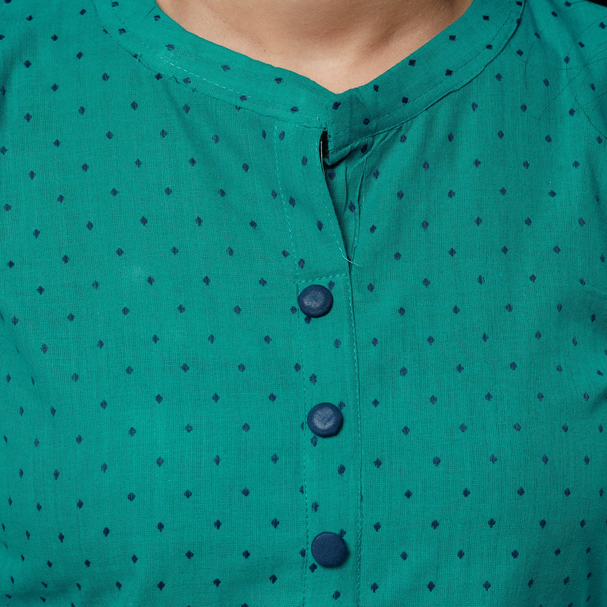 Persian Green - Jacquard Cotton Long Straight Kurta - Image 3
