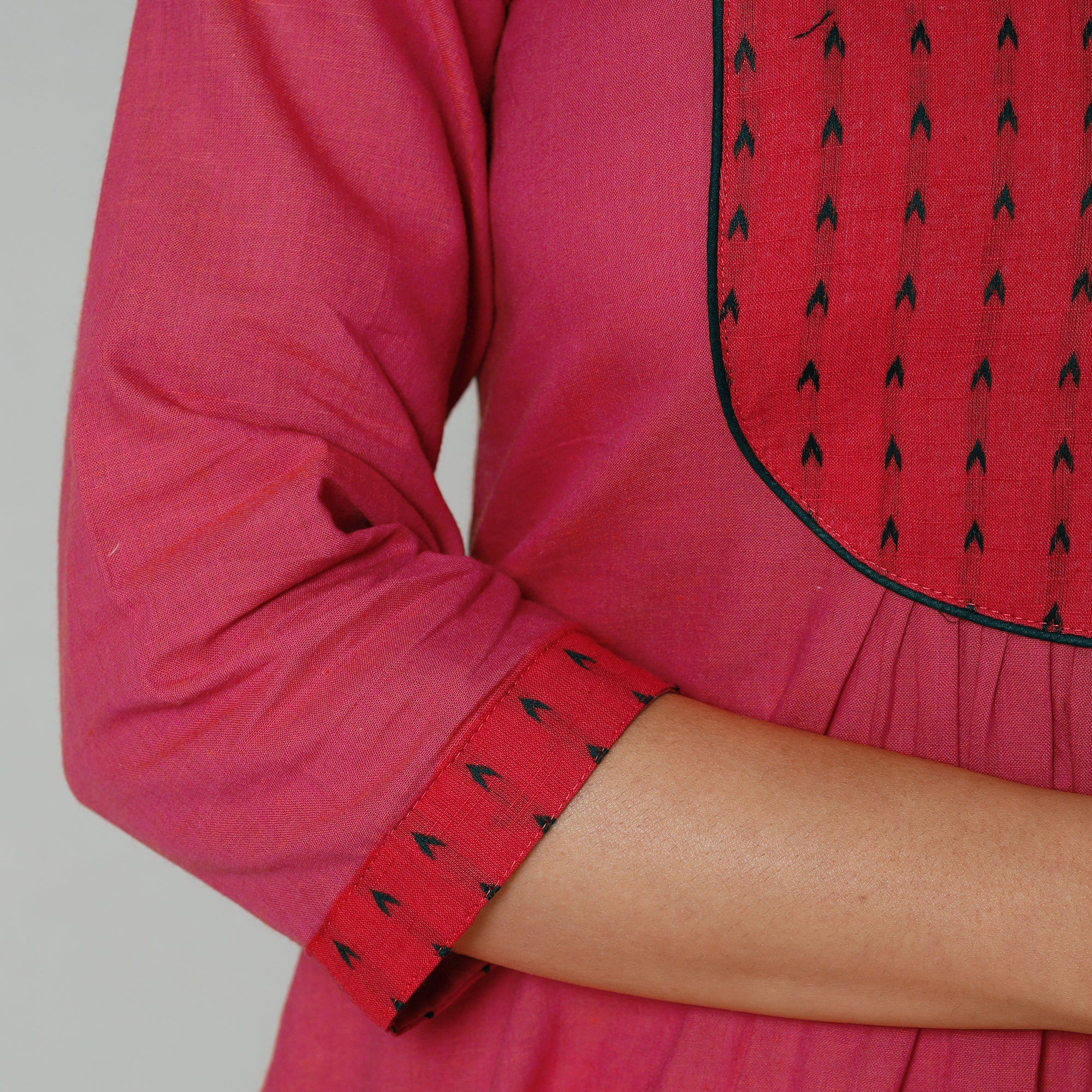 Pink - Plain Cotton Long Kurta - Image 5