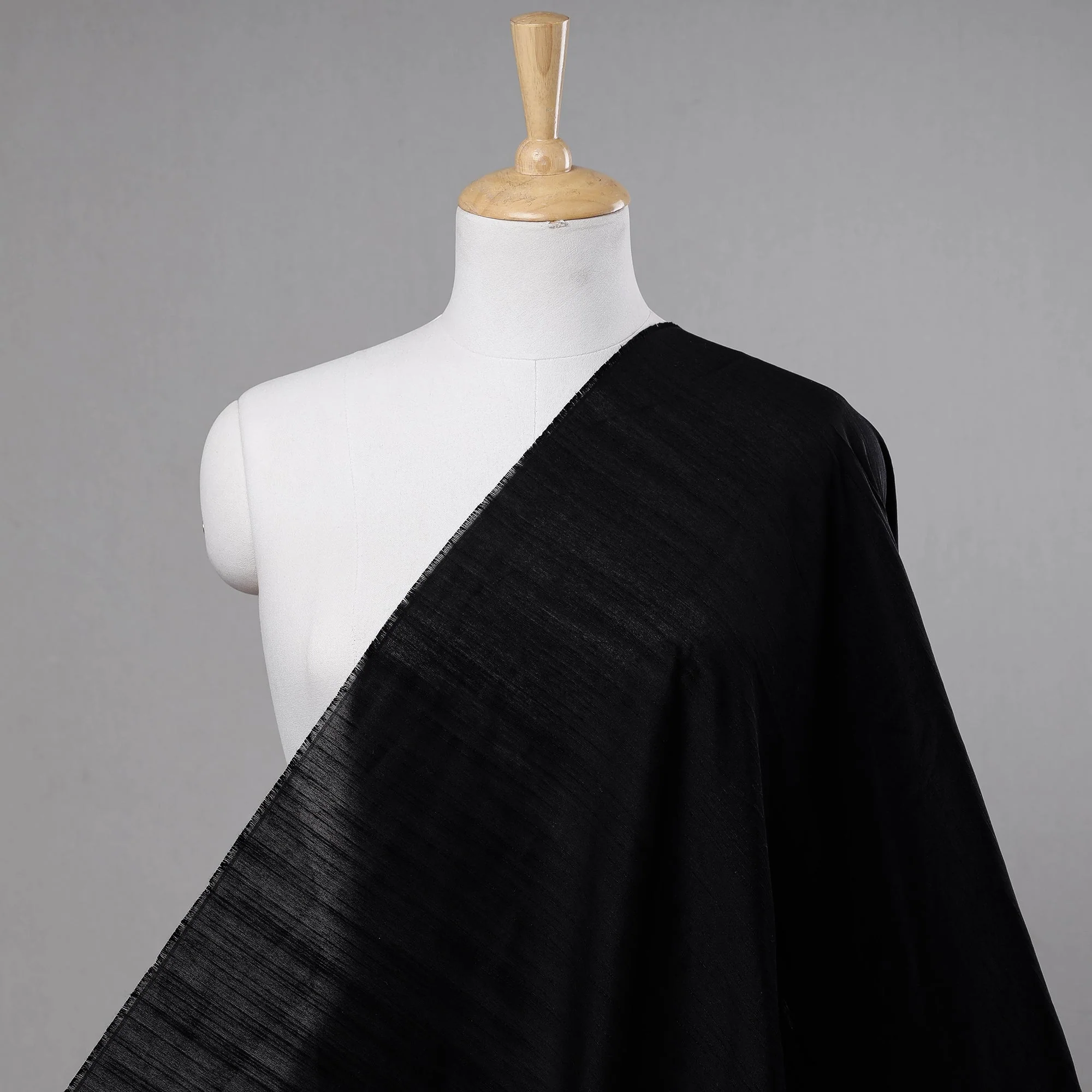 Black - Slub Silk Plain Fabric 13