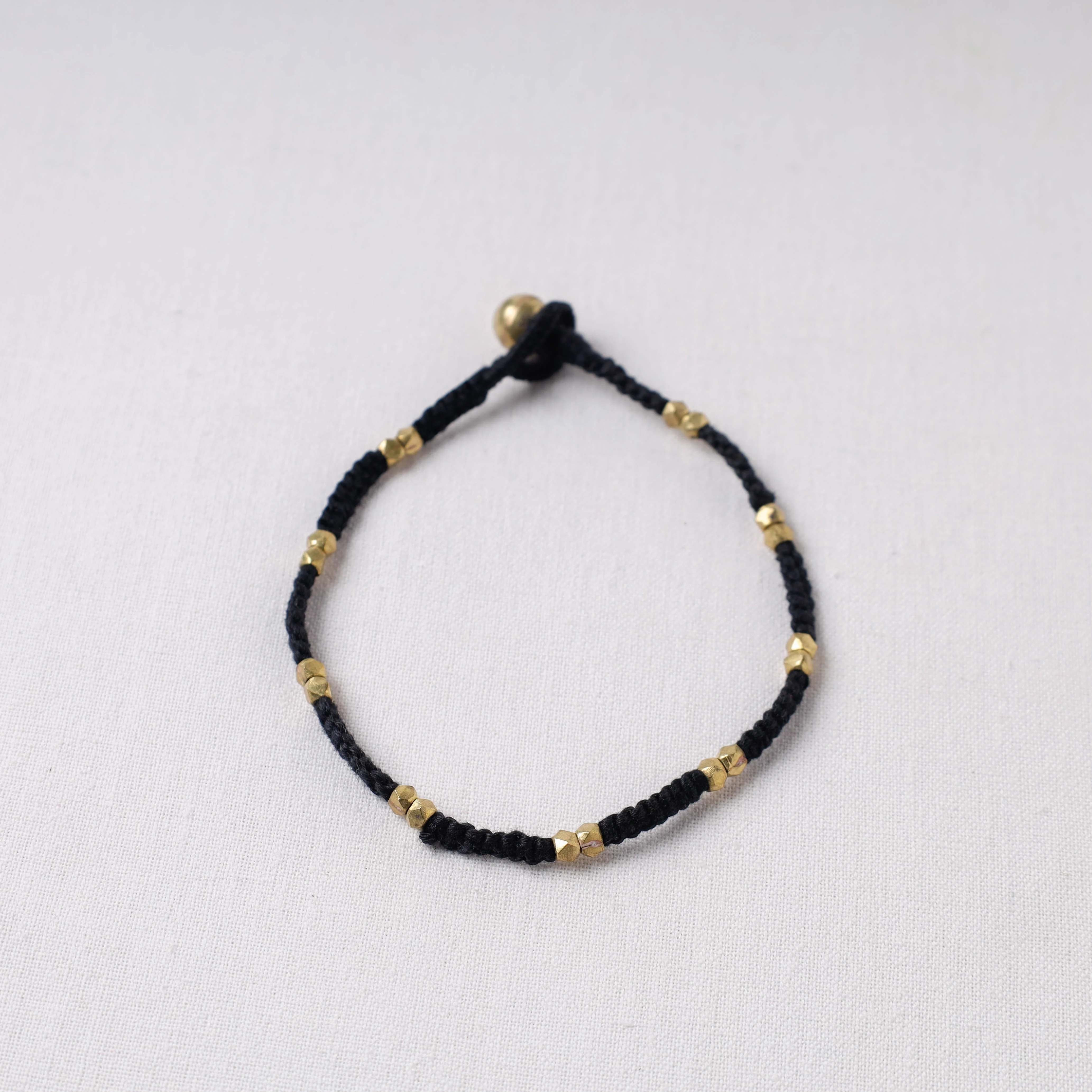 Black - Handcrafted Odisha Dokra Beads Threadwork Tribal Anklet 03 - Image 2