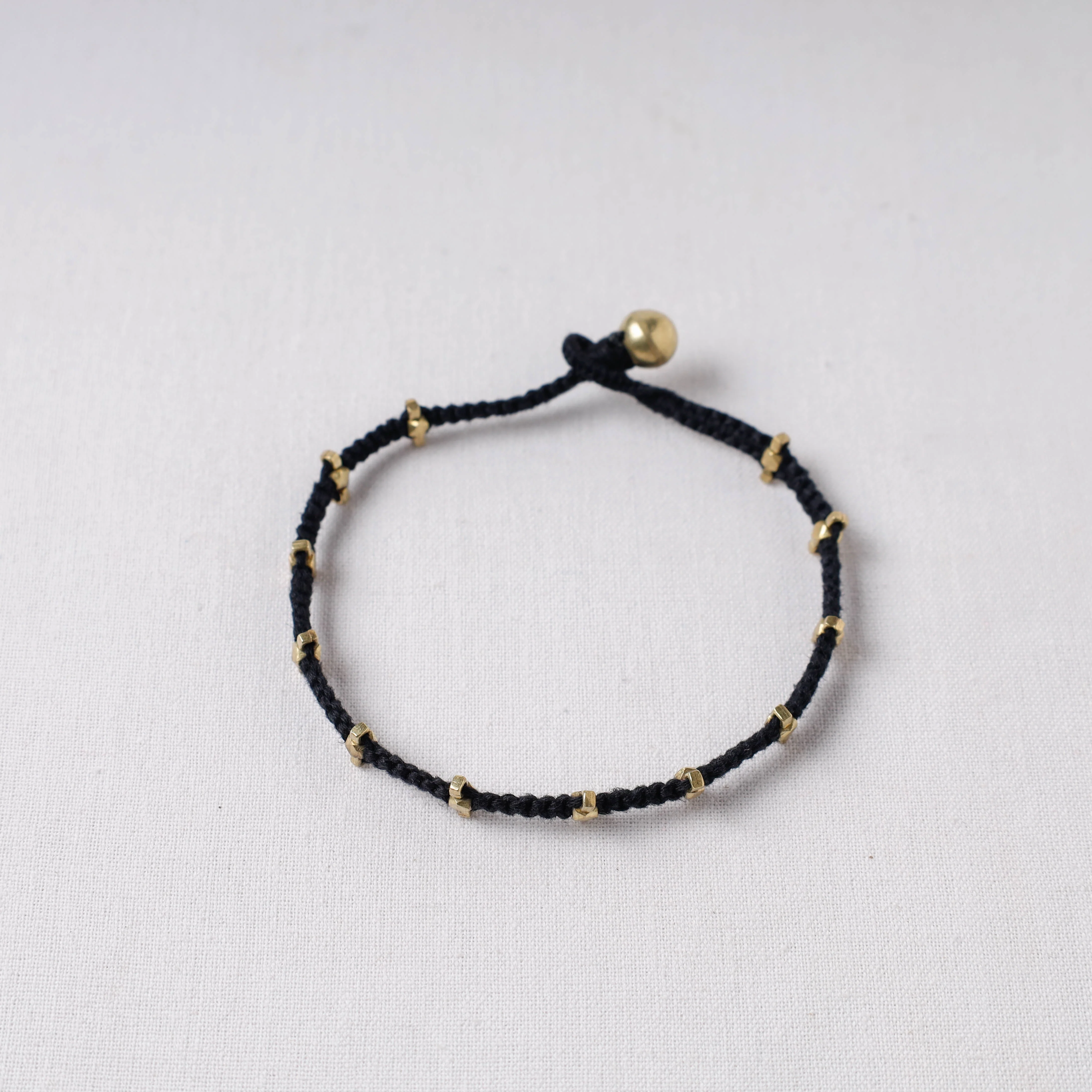 Black - Handcrafted Odisha Dokra Beads Threadwork Tribal Anklet 05 - Image 2