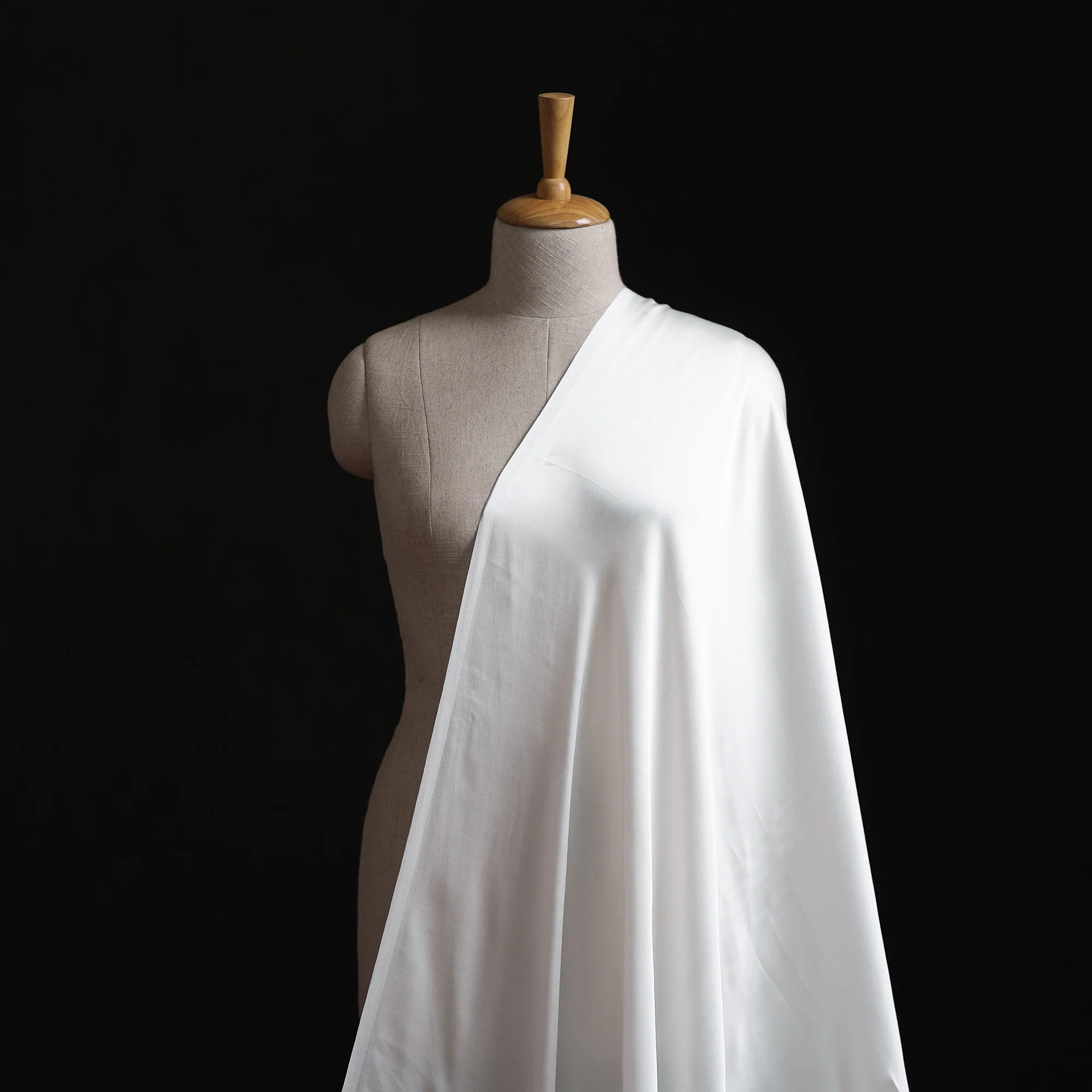 White - Pure Modal Silk Plain Fabric 06 - Image 2