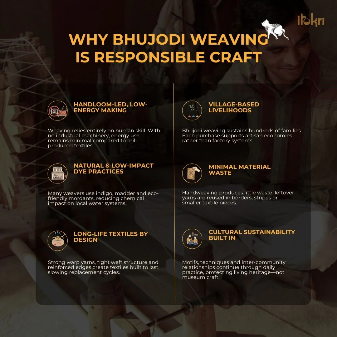 Red - Kutch Bhujodi Weaving Handloom Cotton Dupatta - Image 6
