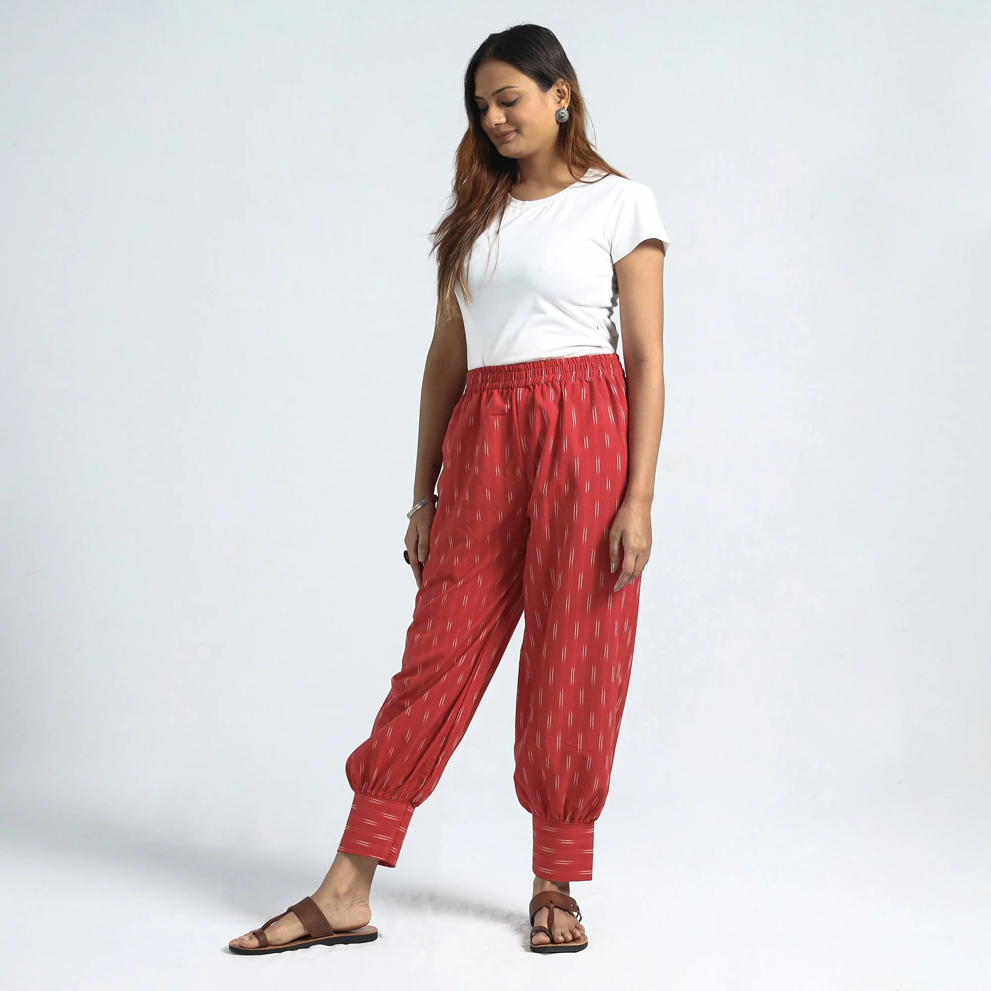Pochampally Ikat Weave Cotton Elasticated Harem Pant