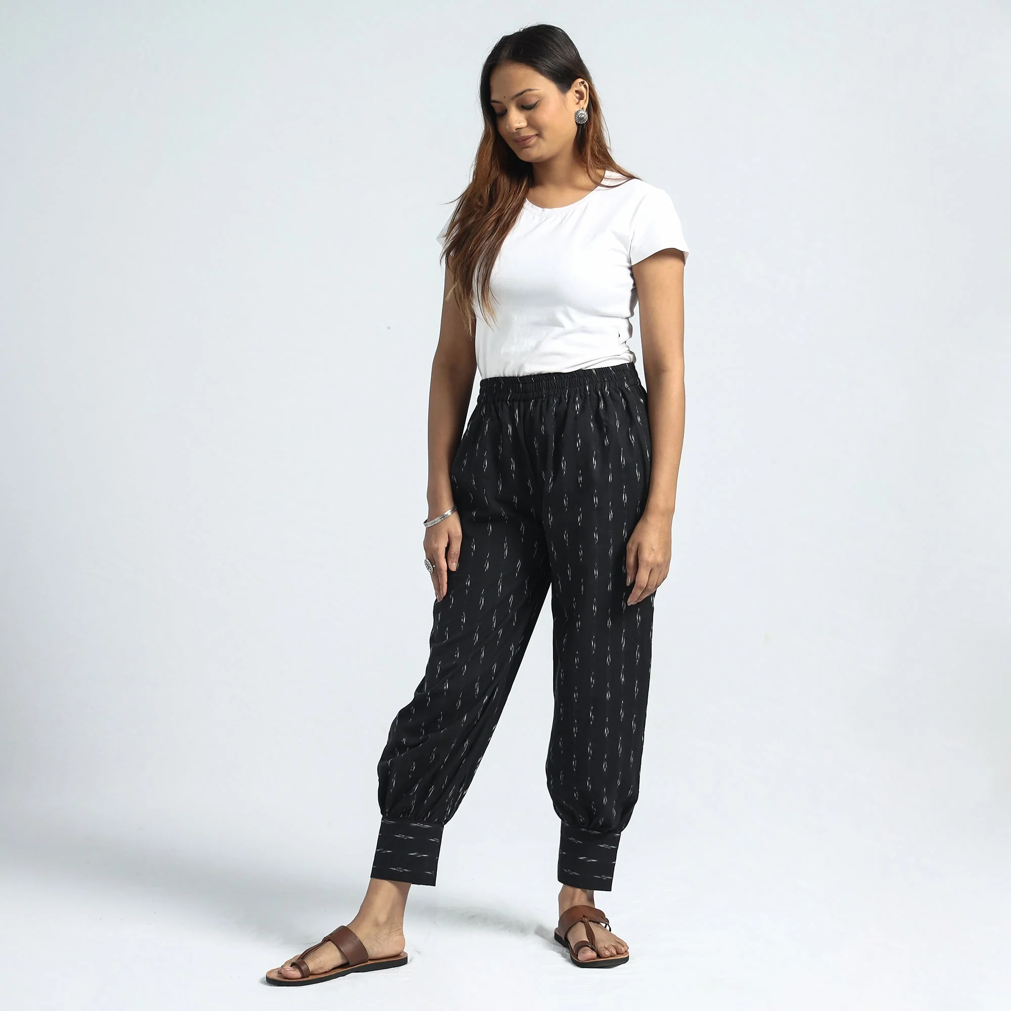 Pochampally Ikat Weave Cotton Elasticated Harem Pant
