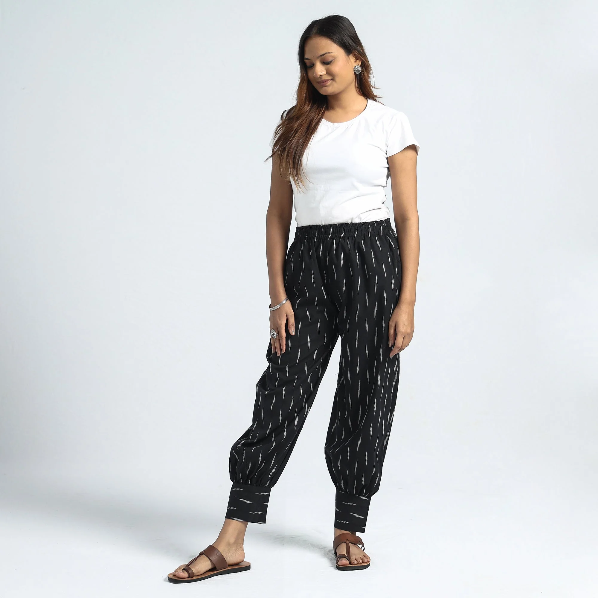 Pochampally Ikat Weave Cotton Elasticated Harem Pant