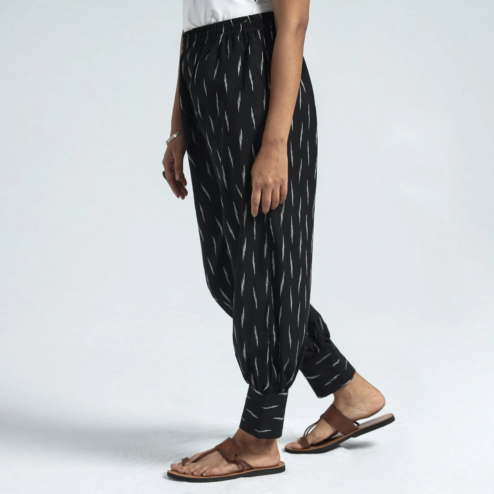 Pochampally Ikat Weave Cotton Elasticated Harem Pant - Image 3