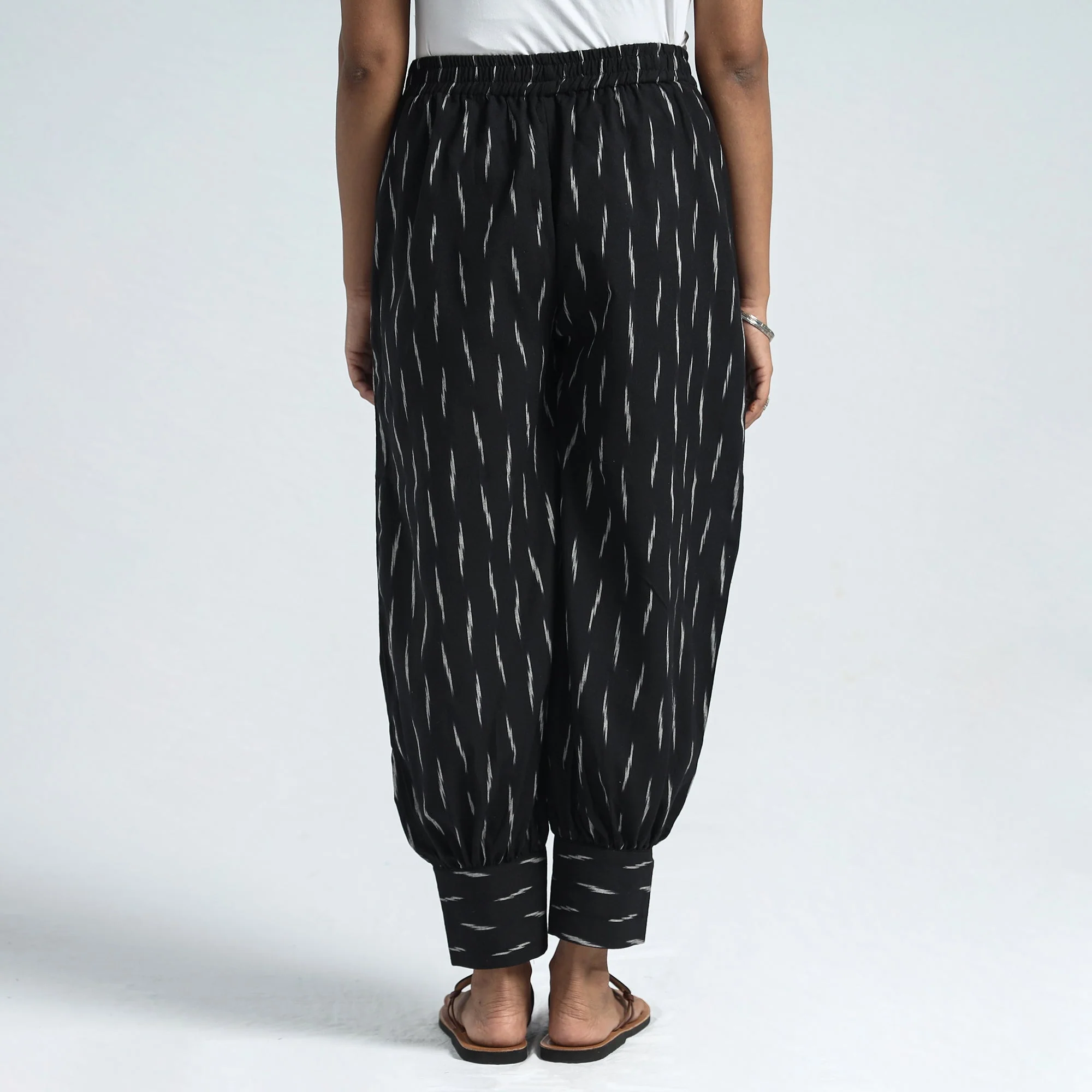 Pochampally Ikat Weave Cotton Elasticated Harem Pant - Image 4