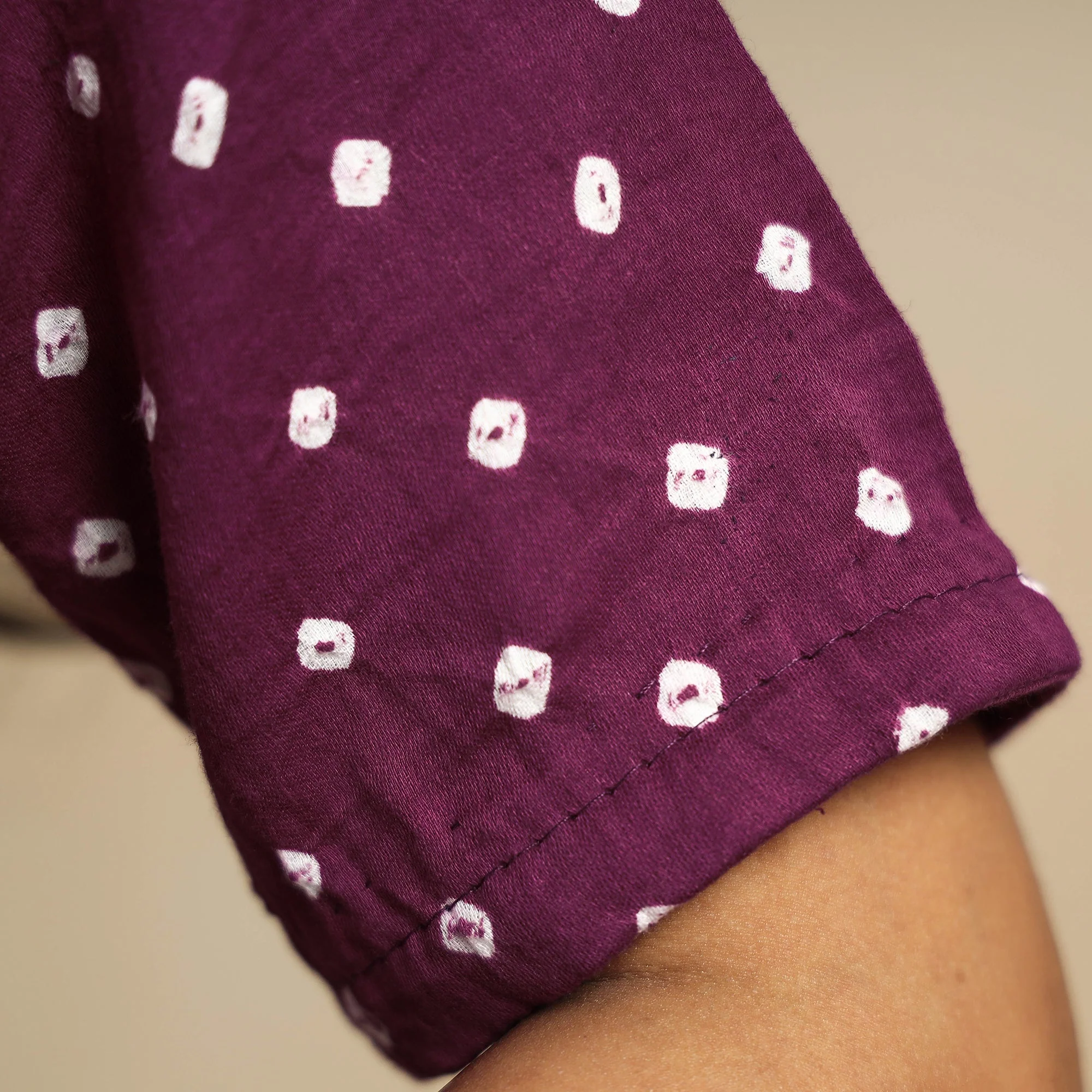 Purple - Bandhani Tie Dye Cotton Stitched Blouse - Image 4