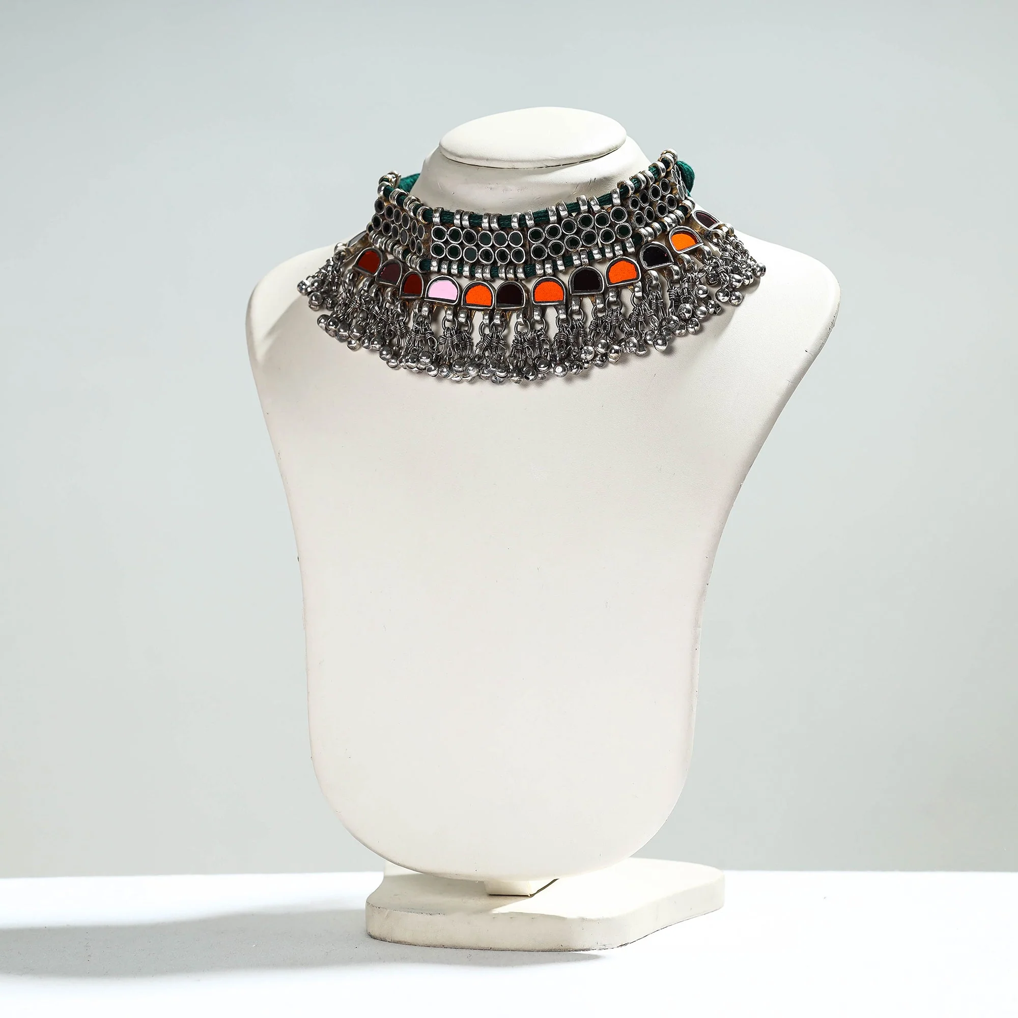 Grey - Antique Glass Encrusted Tribal GS Necklace
