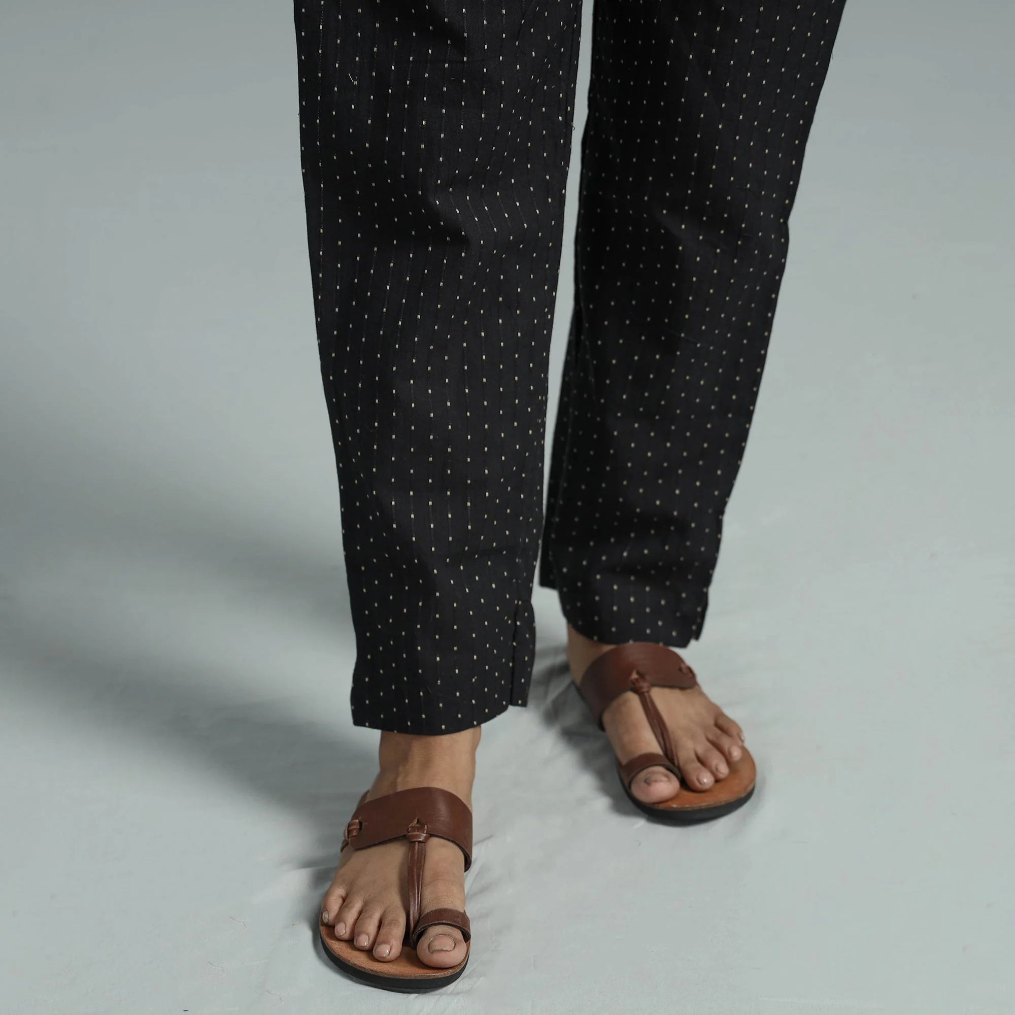 Black - Jacquard Weave Cotton Elasticated Pant - Image 5