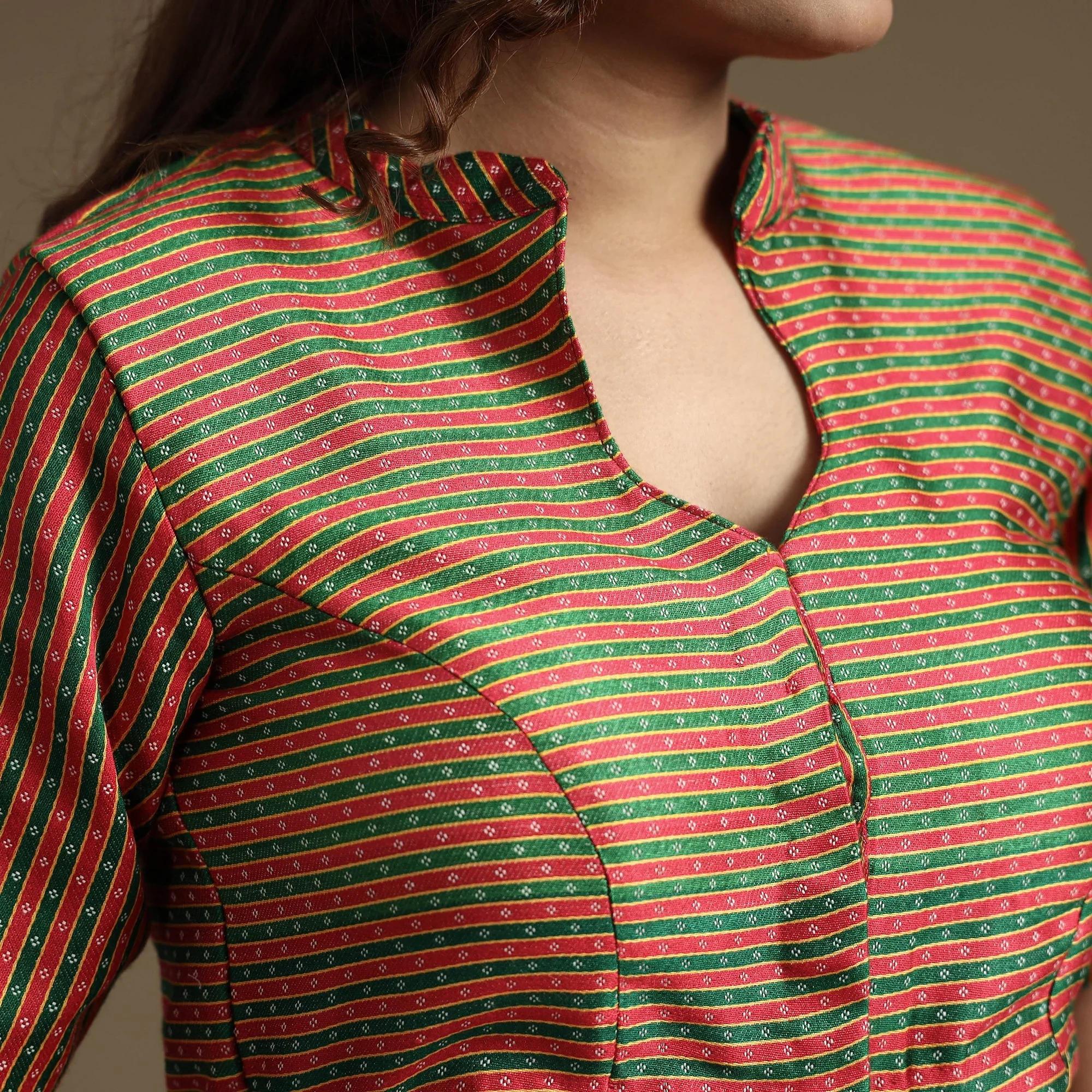 Multicolor - Mashru Weave Pure Handloom Silk Stitched Blouse - Image 4