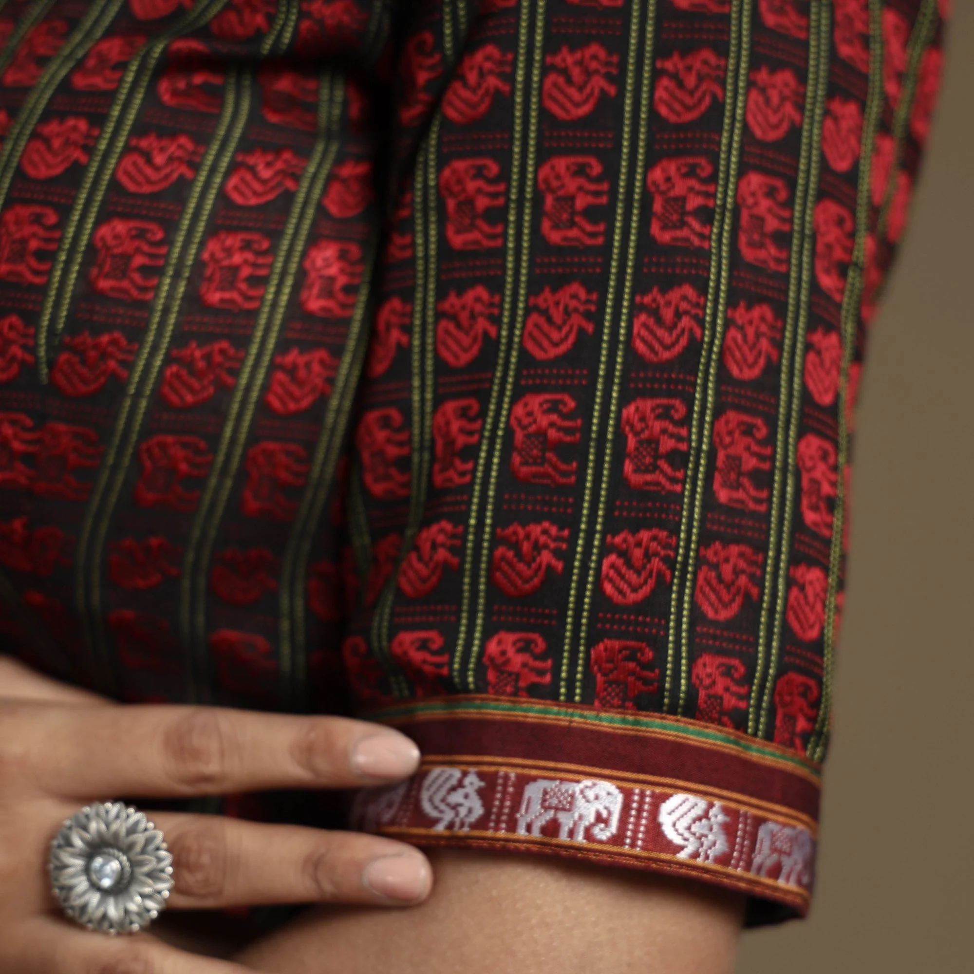 Multicolor - Khun Weave Handloom Cottton Stitched Blouse - Image 5