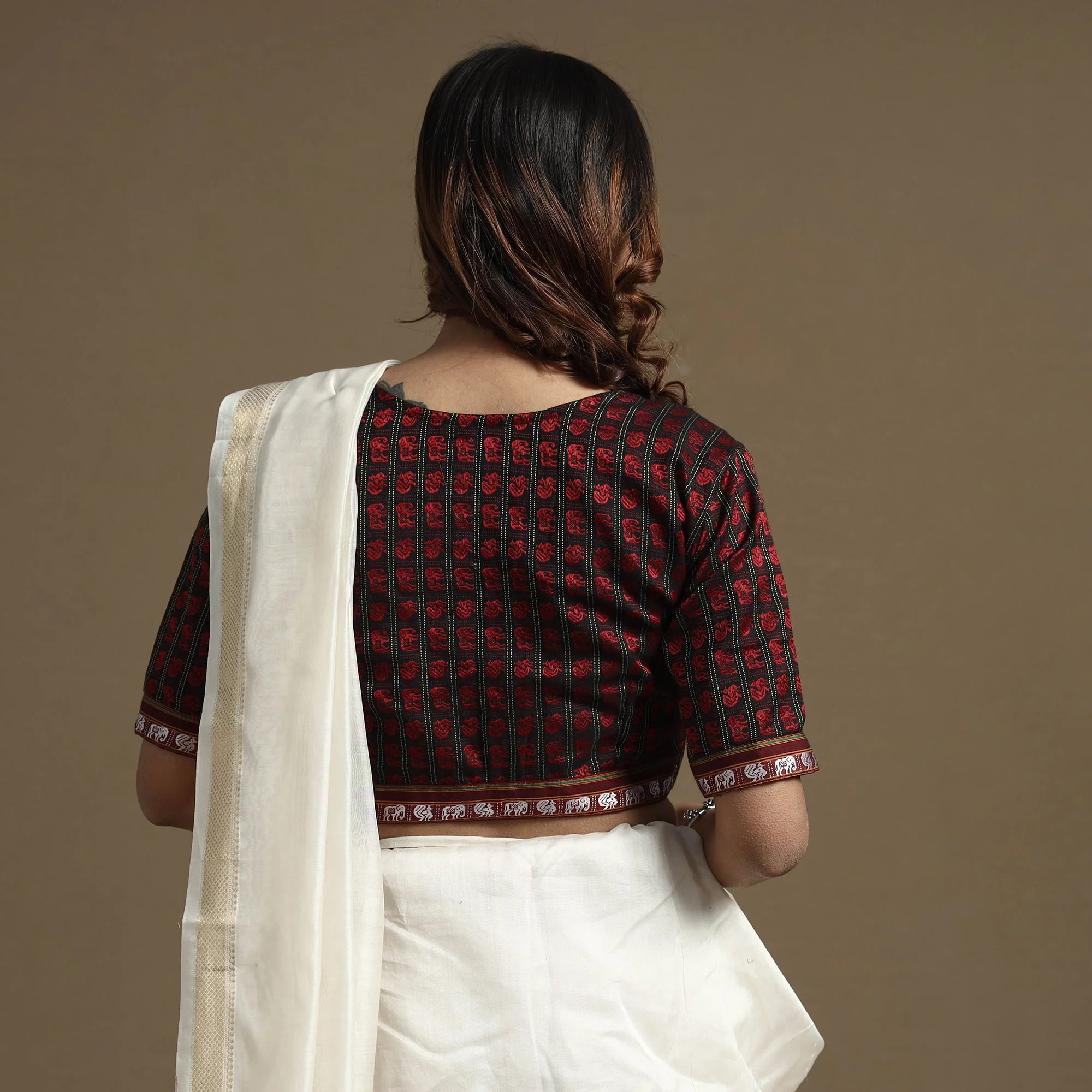 Multicolor - Khun Weave Handloom Cottton Stitched Blouse - Image 6