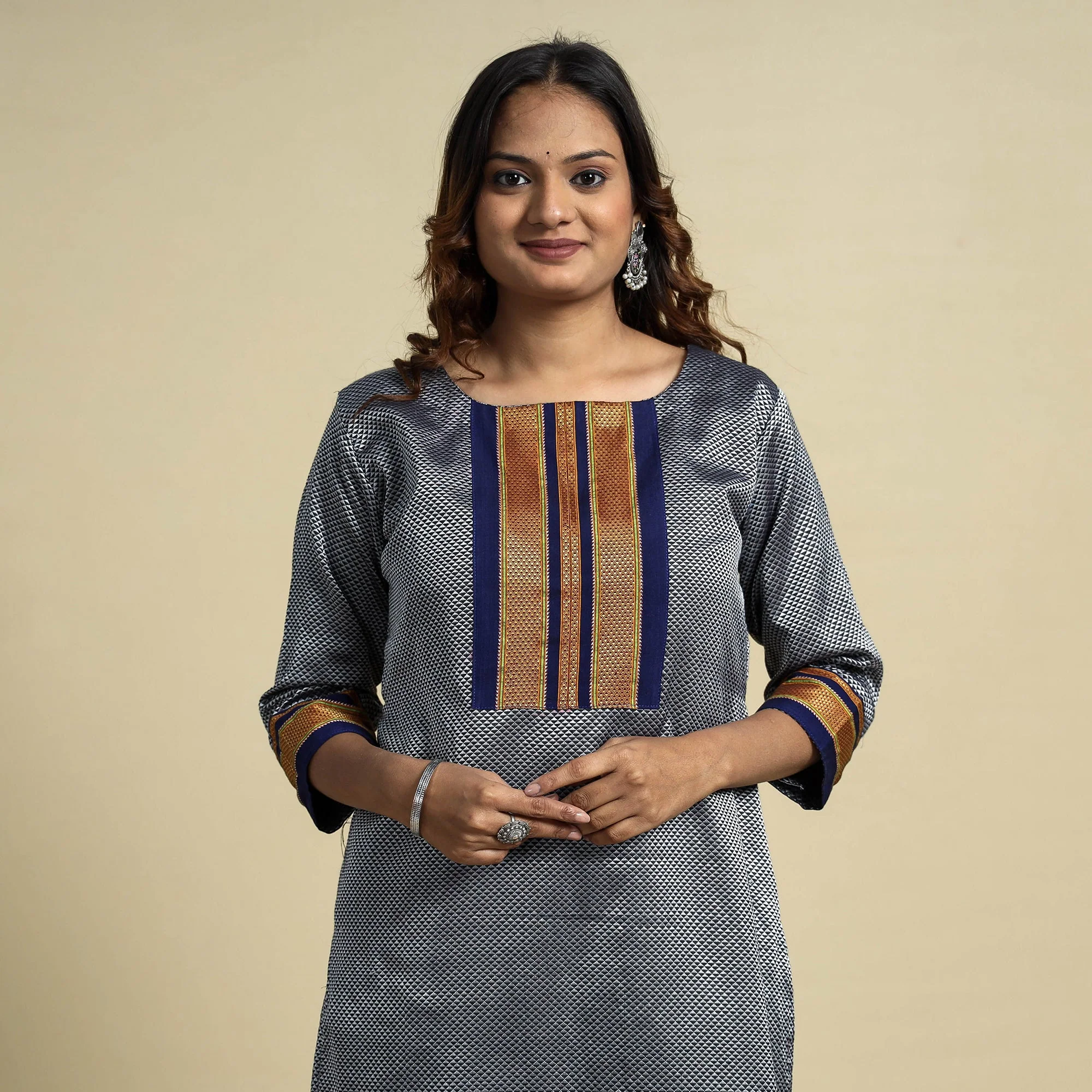 Grey - Khun Weave Cotton Straight Kurta