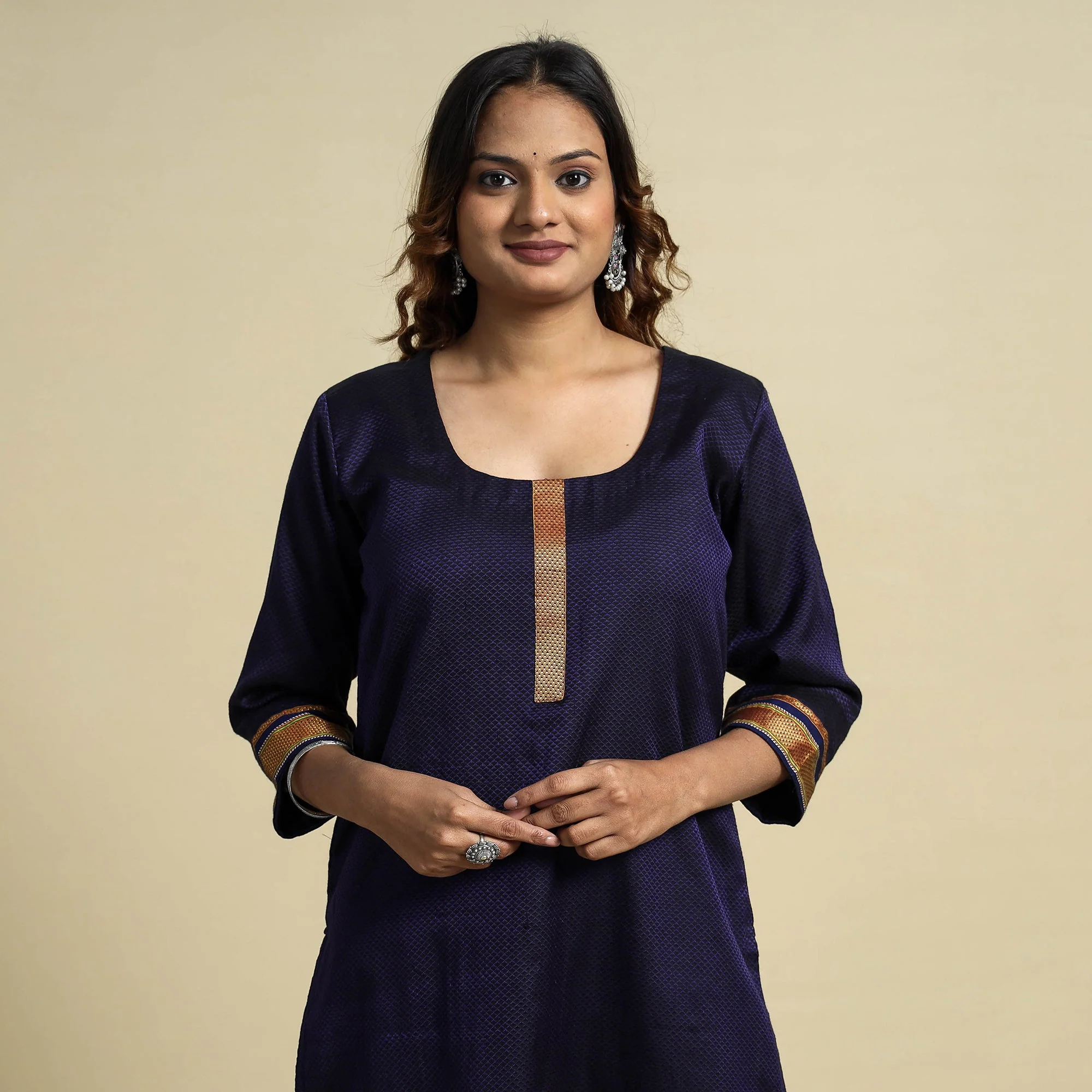 Purple - Voilet - Khun Weave Cotton Straight Kurta