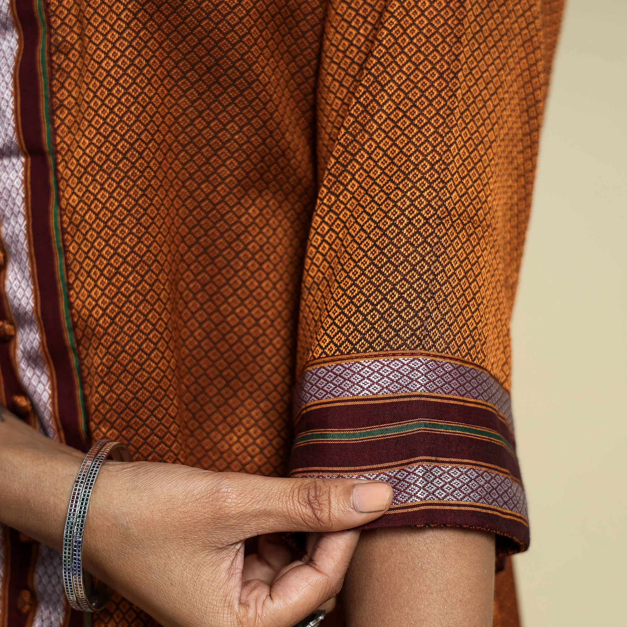 Brown - Khun Weave Cotton Straight Kurta - Image 5