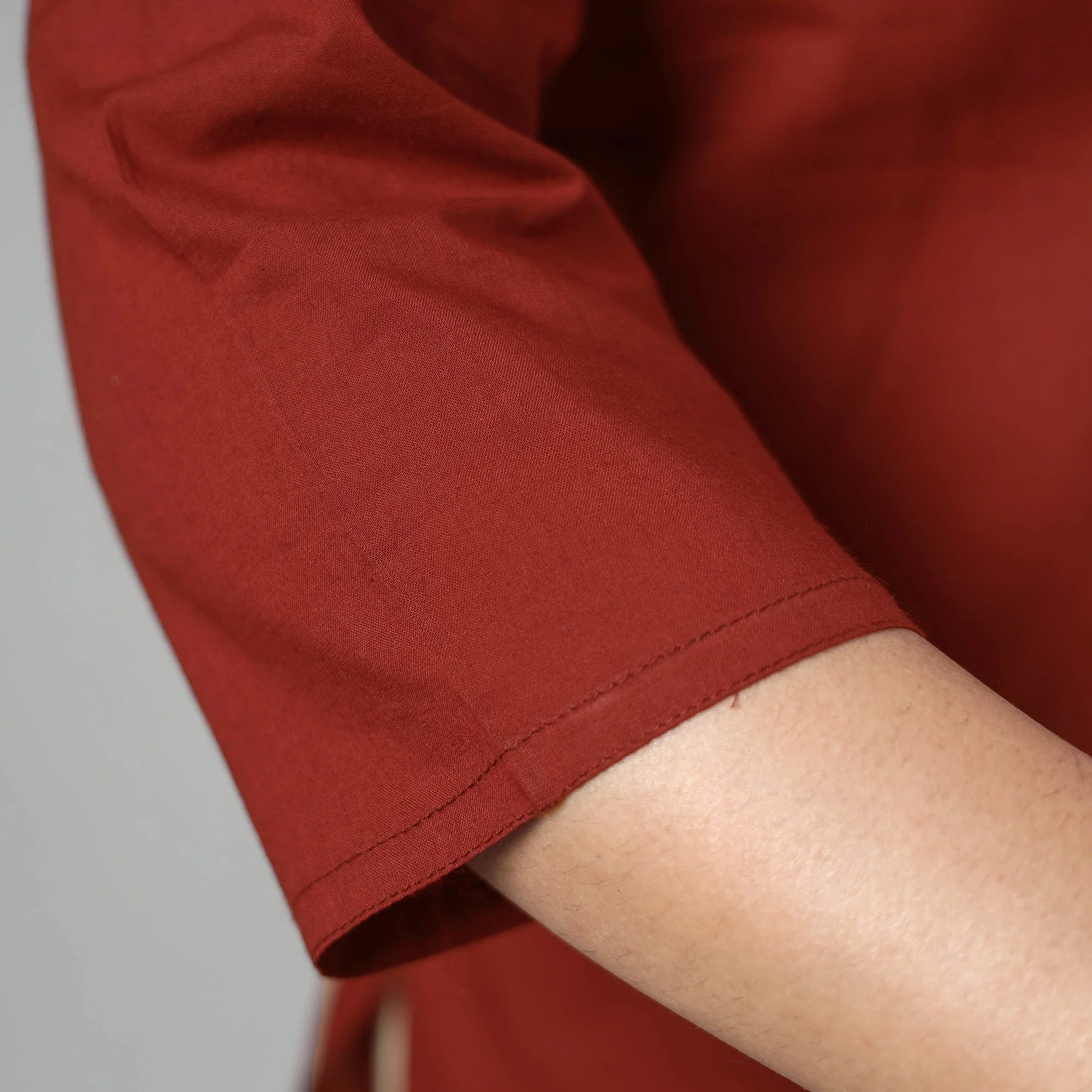Maroon Plain Cotton Long Kurta - Image 5
