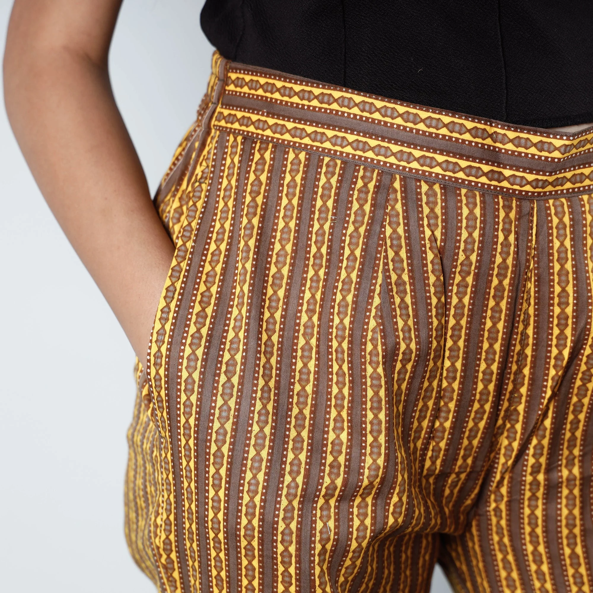 Brown - Jaipur Printed Cotton Pant - Image 3