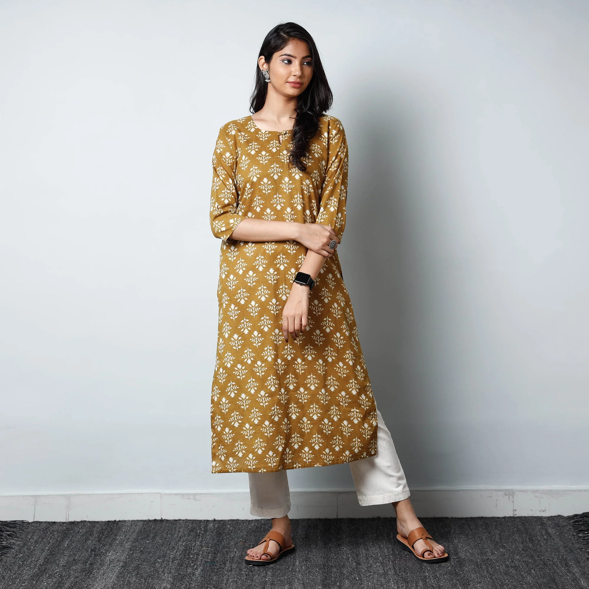 Brown - Jaipur Printed Cotton Straight Kurta 08 - Image 2