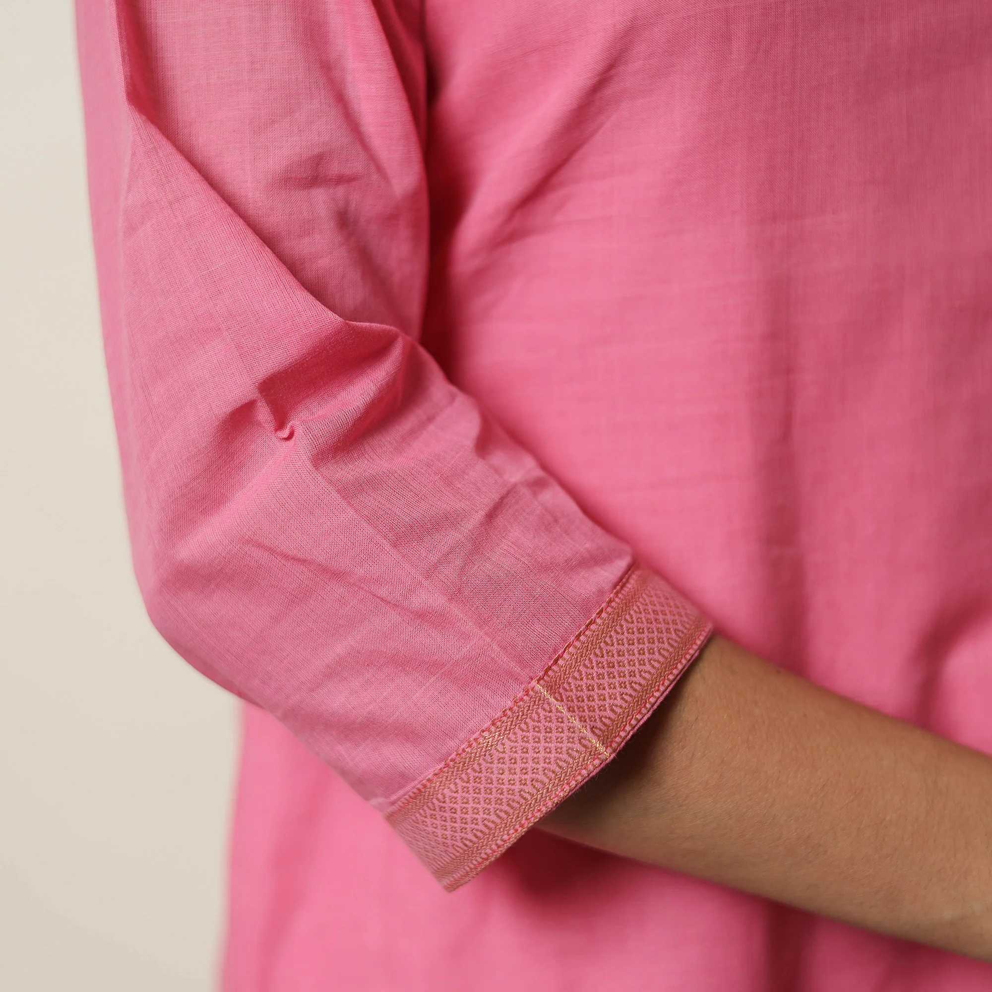 Pink - Mangalagiri Handloom Cotton Straight Kurta 39 - Image 5