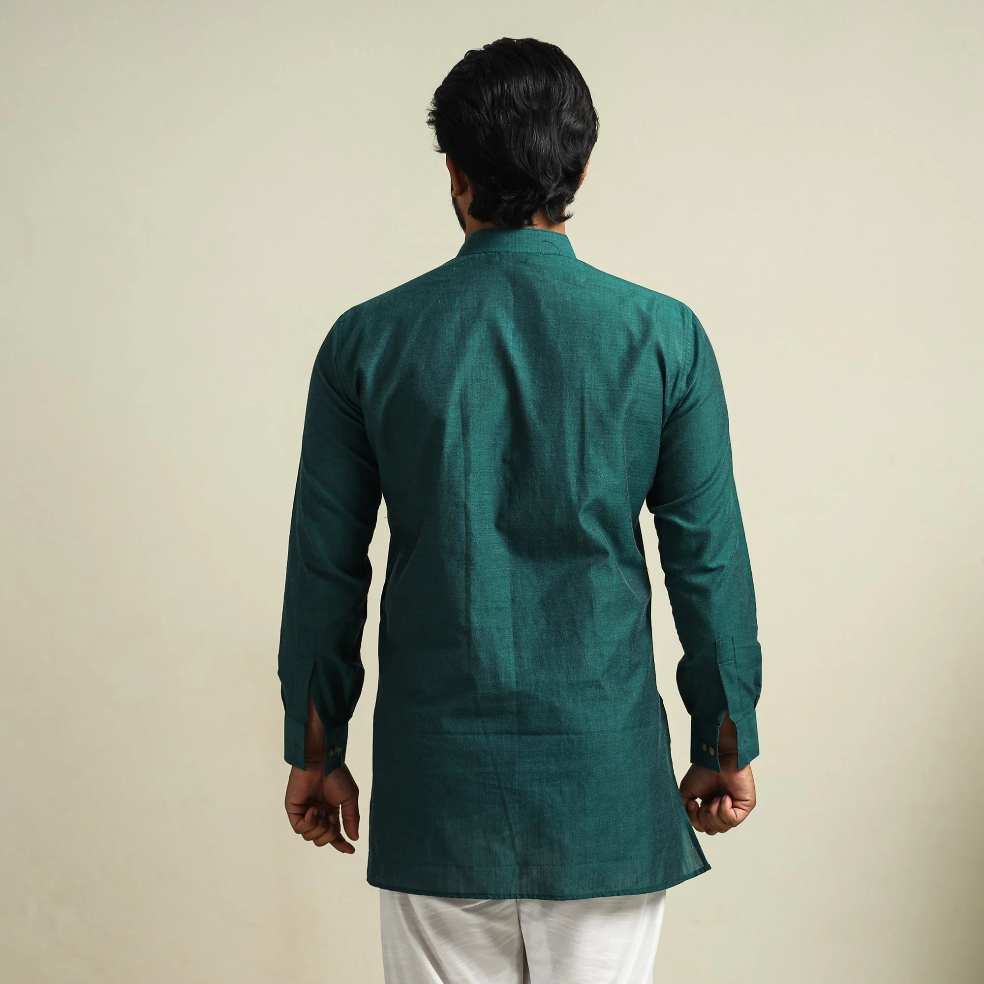 Plain Handloom Cotton Men Short Kurta - Image 7