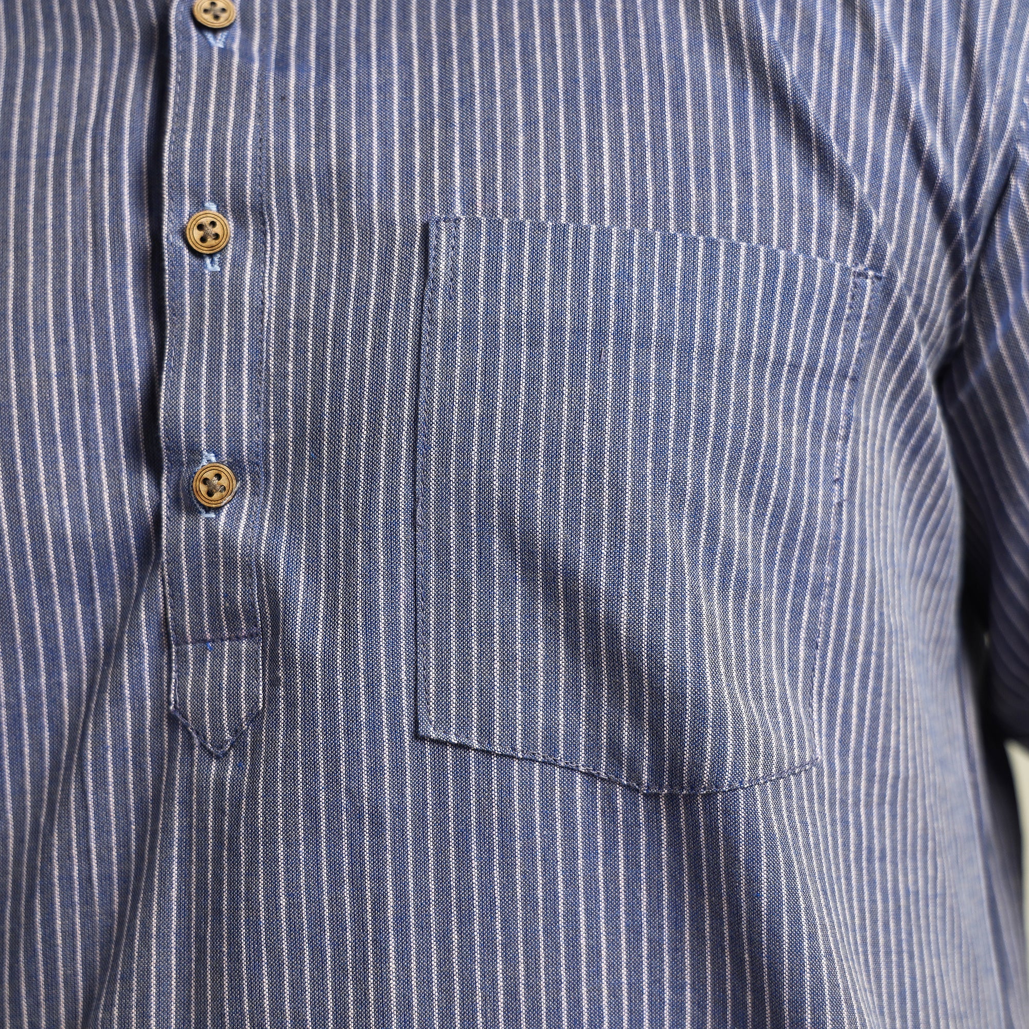 Plain Handloom Cotton Men Short Kurta - Image 4