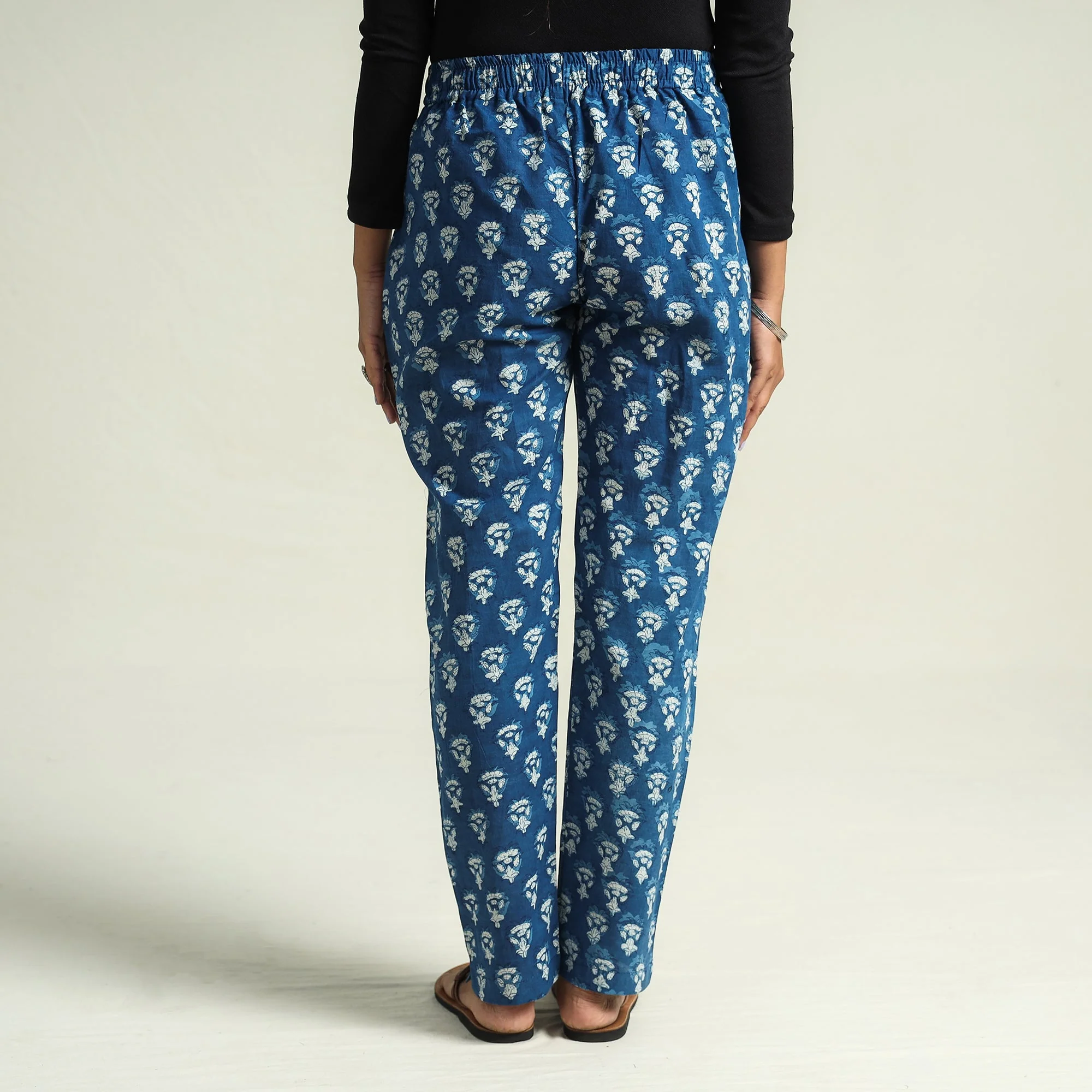 Blue - Bagru Block Printed Cotton Tapered Pant - Image 4