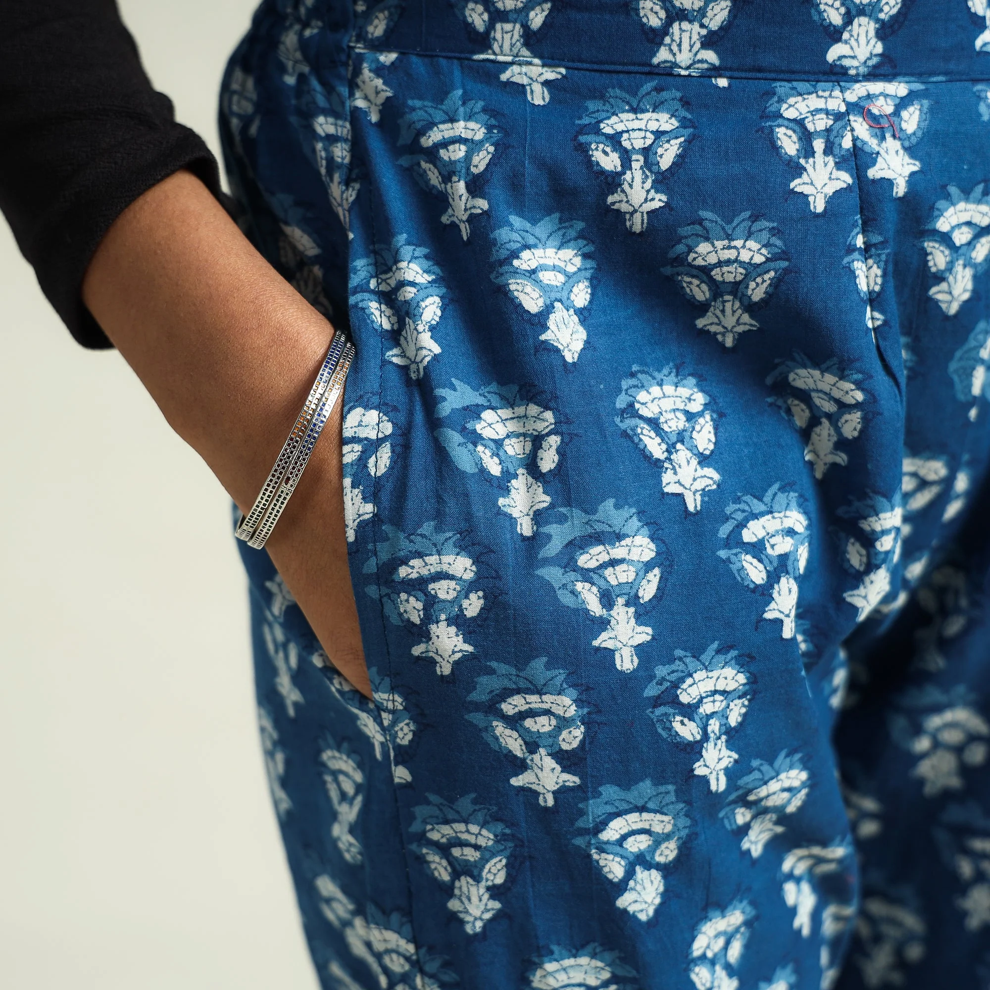 Blue - Bagru Block Printed Cotton Tapered Pant - Image 5