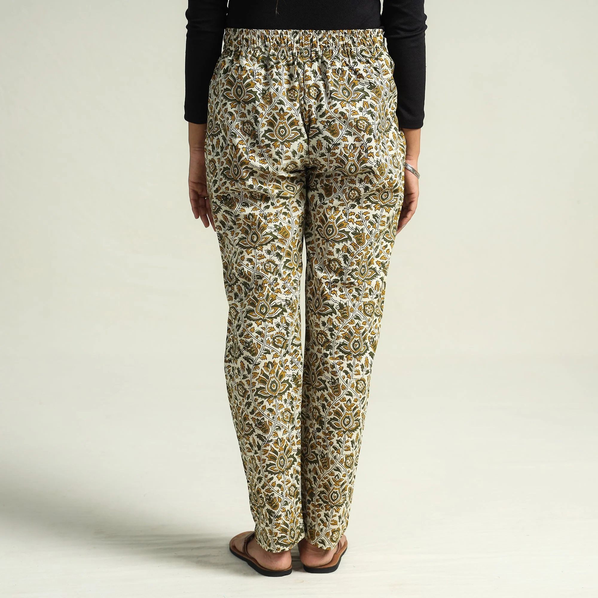 Beige - Bagru Block Printed Cotton Tapered Pant - Image 5
