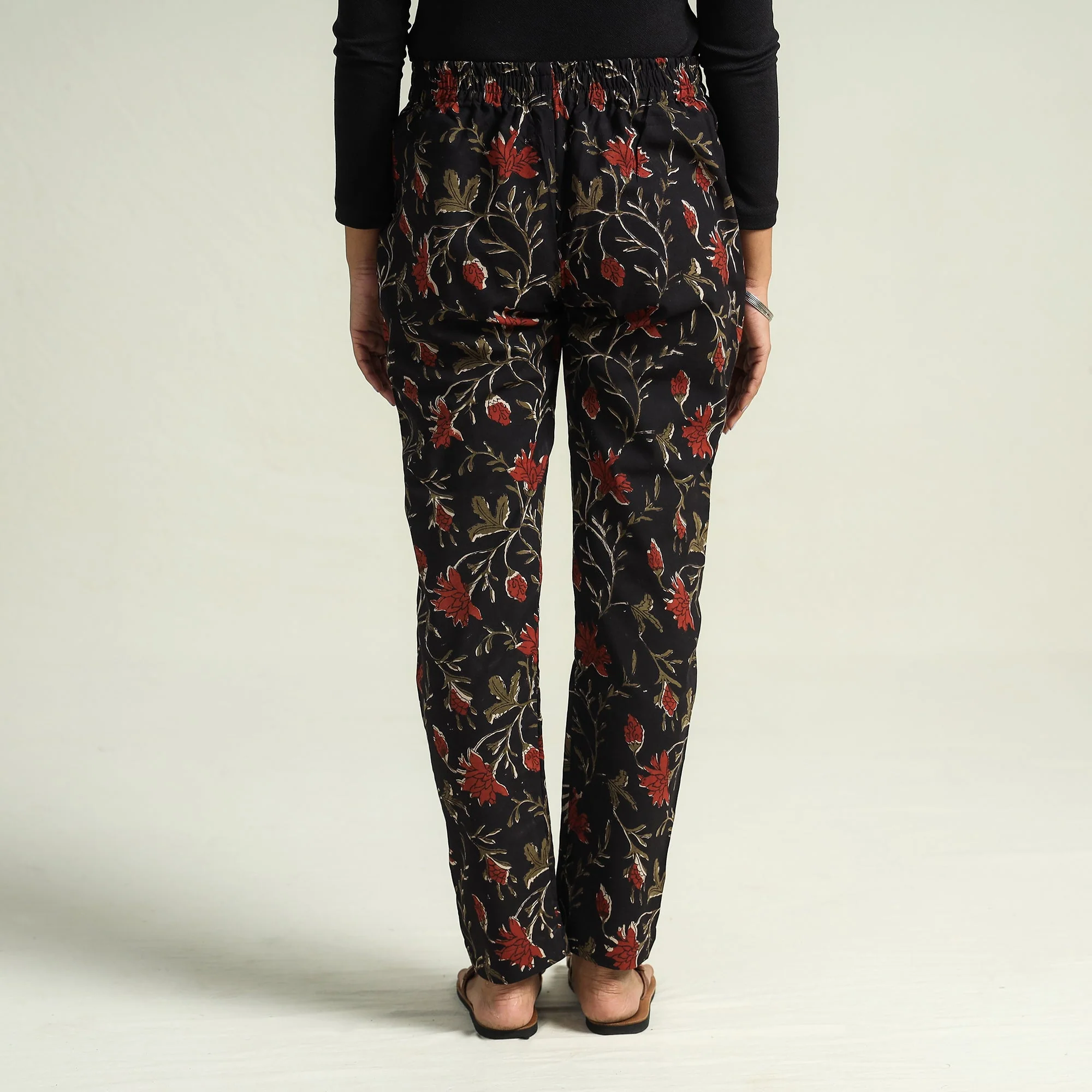 Black - Bagru Block Printed Cotton Tapered Pant - Image 5