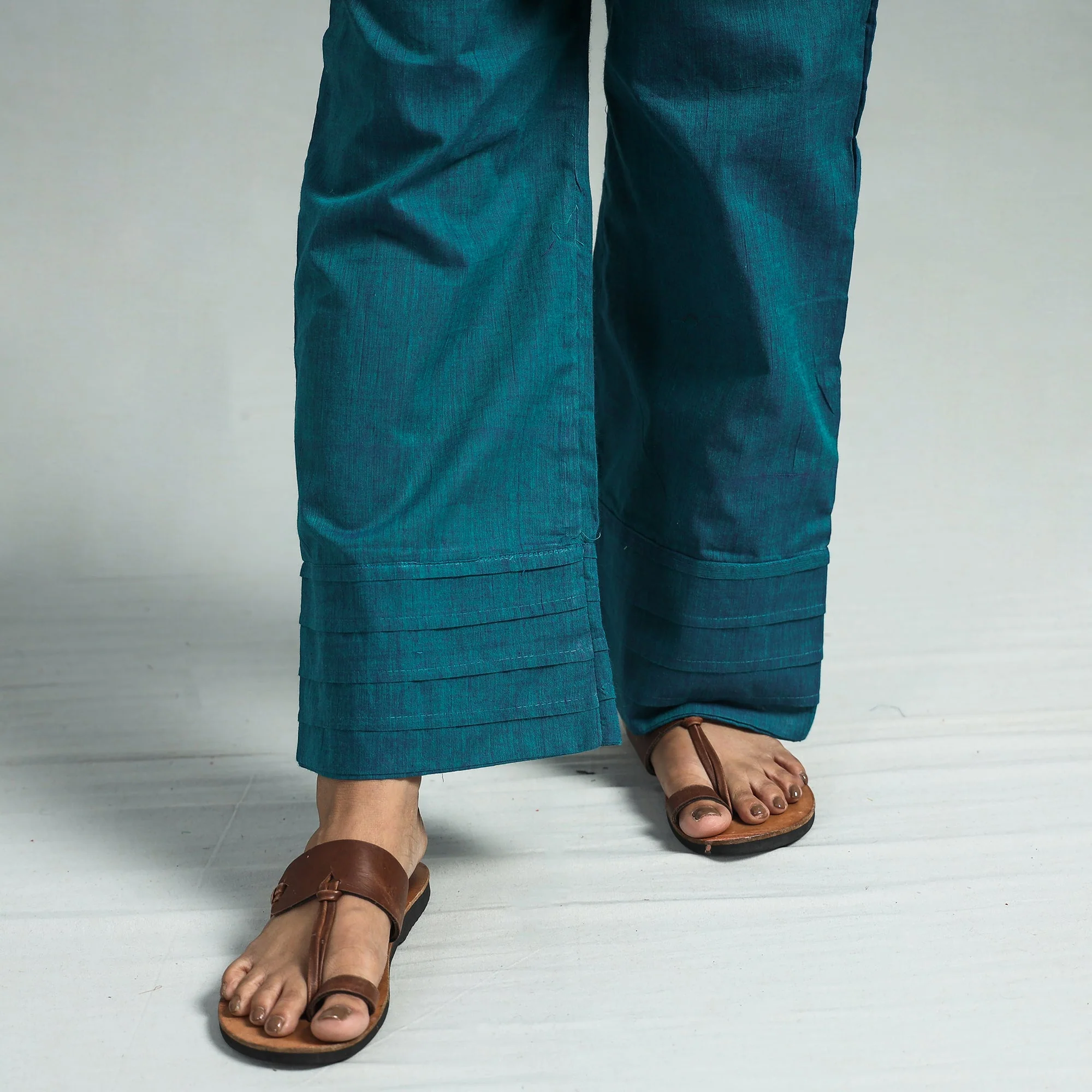 Prussian Blue - Dharwad Cotton Kurta with Palazzo & Dupatta Set - Image 6