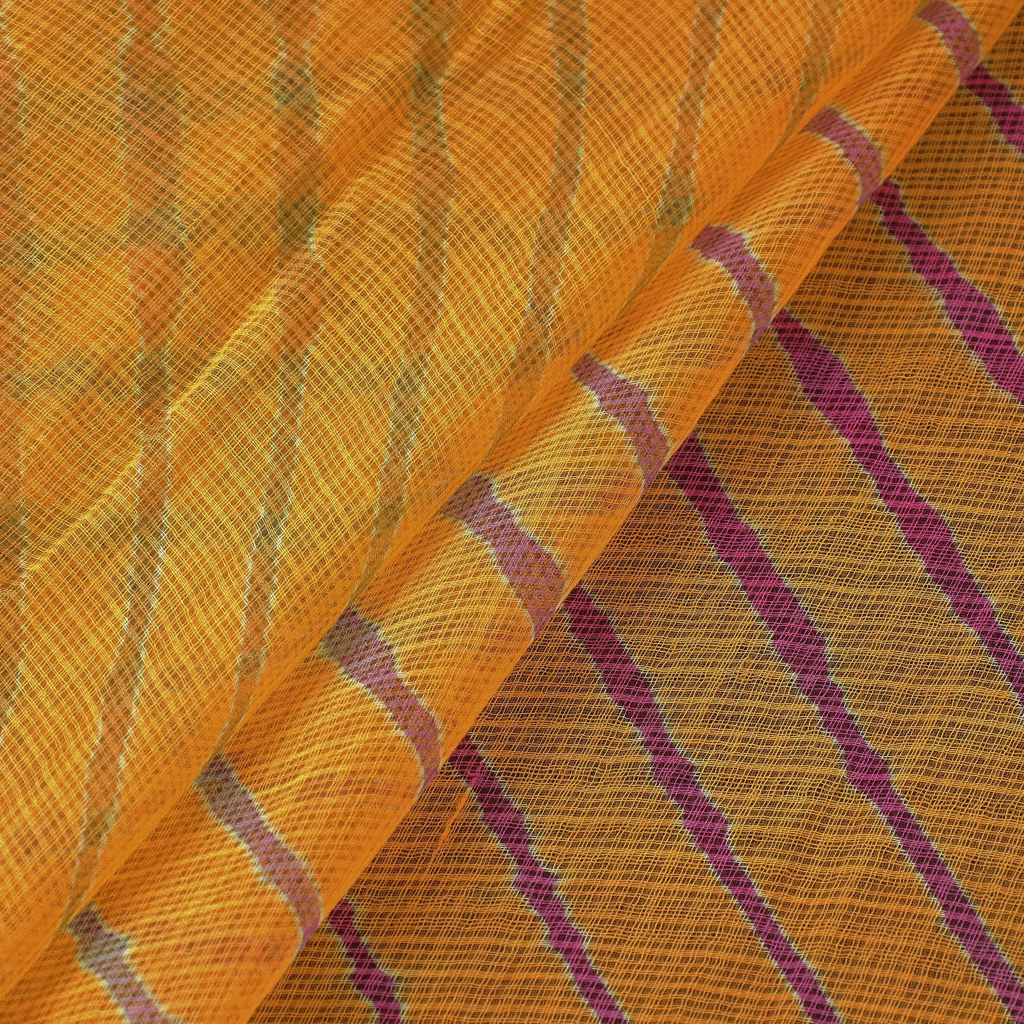 Yellow - Tie-Dye Kota Doria Cotton Leheriya Fabric 17 - Image 4