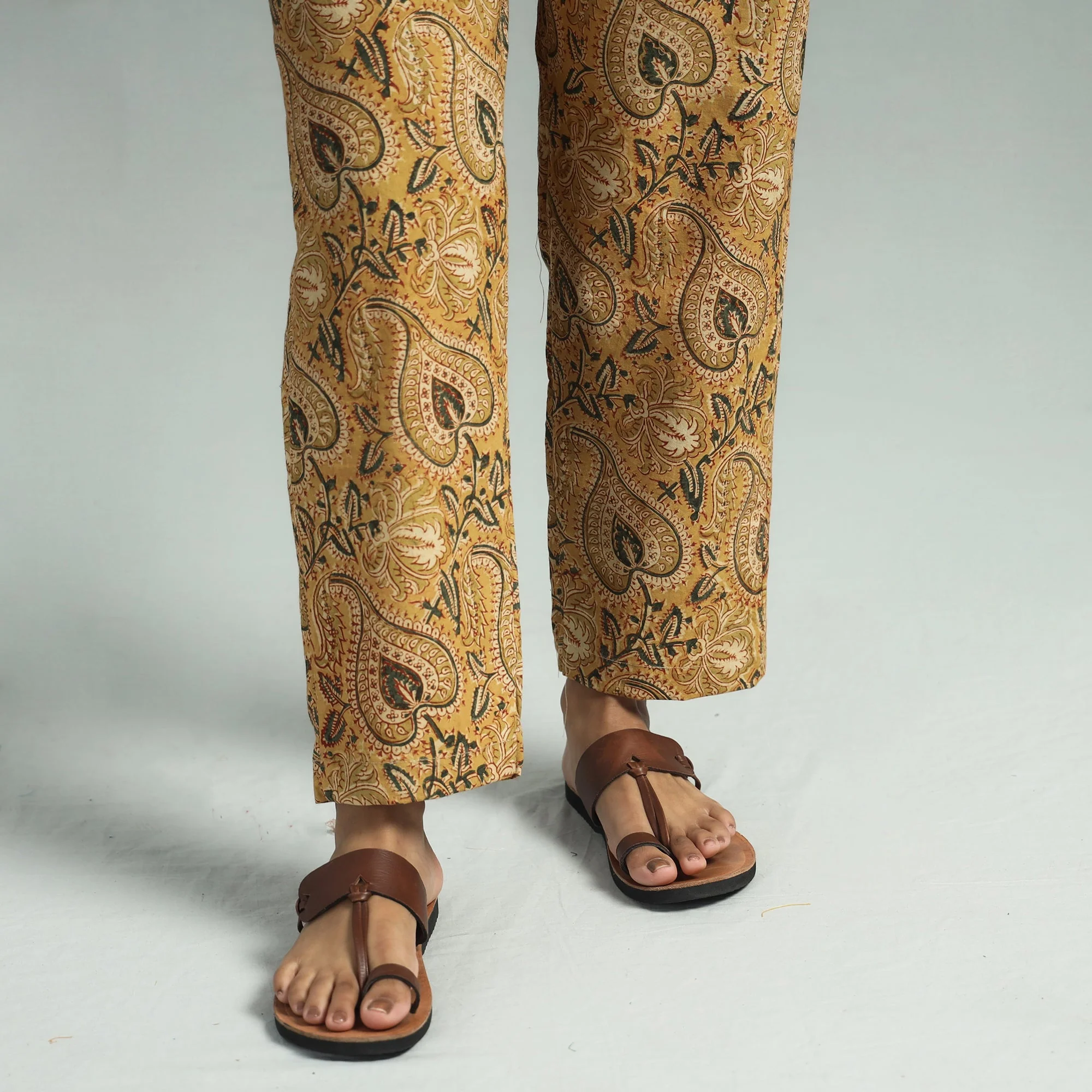 Yellow - Pedana Kalamkari Block Printed Cotton Co-Ord Set - Image 6