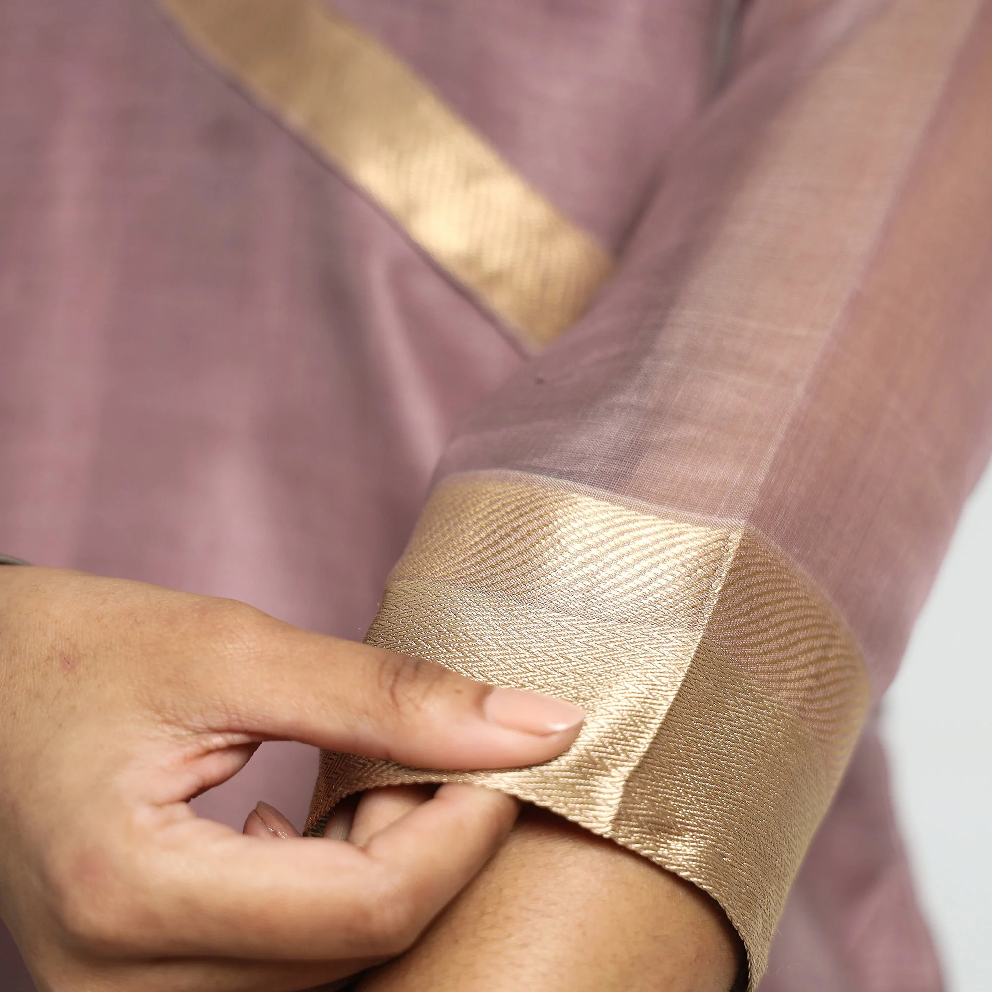 Light Purple - Traditional Maheshwari Handloom Silk Cotton Kurta with Dupatta Set - Image 6