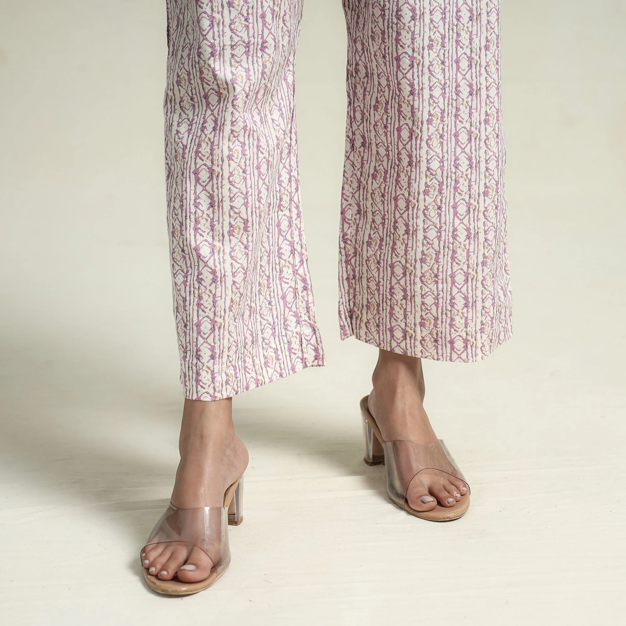Light Purple - Jaipur Printed Cotton Kurta with Palazzo & Dupatta Set - Image 6