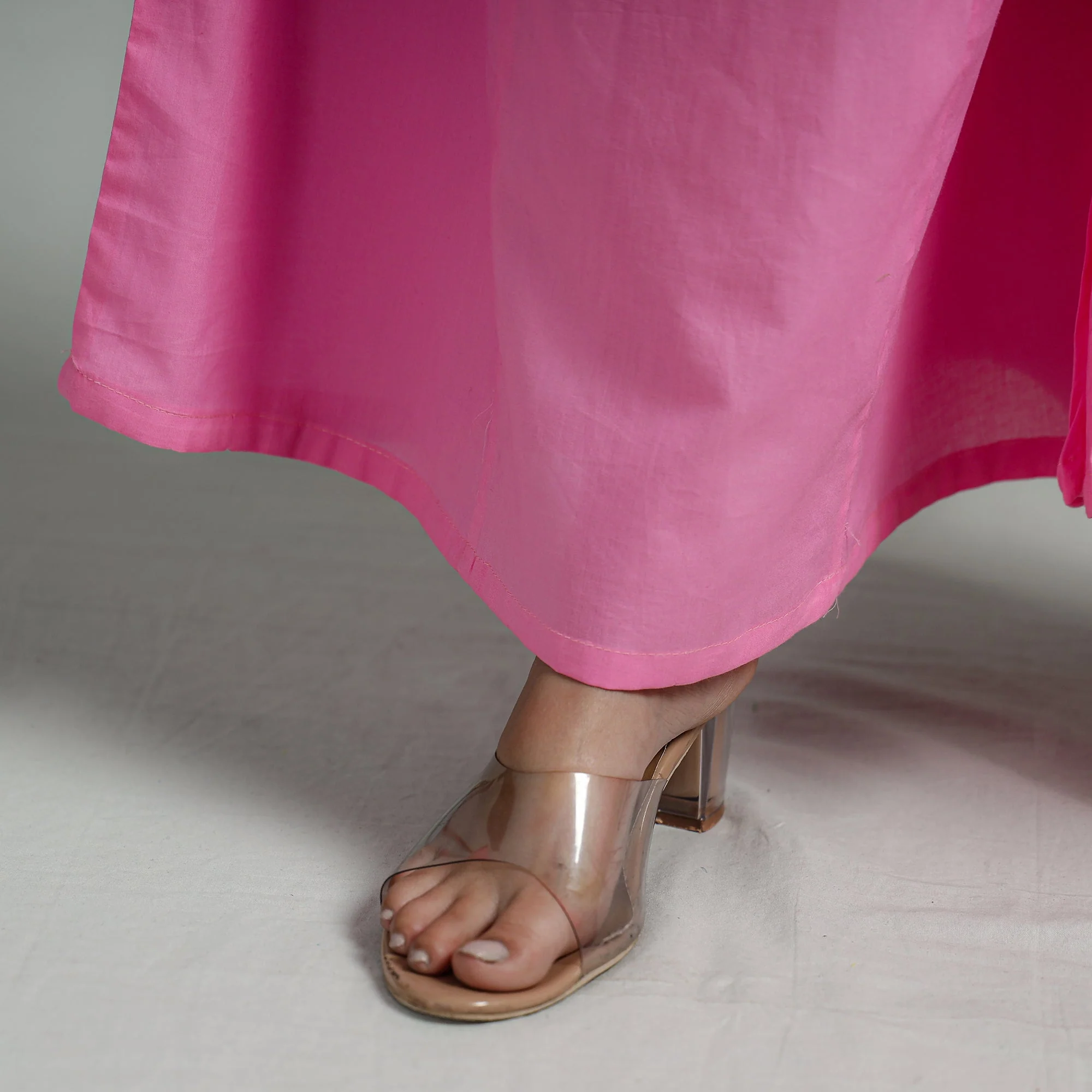 Pink - Plain Dyed Cotton Flared Palazzo - Image 8