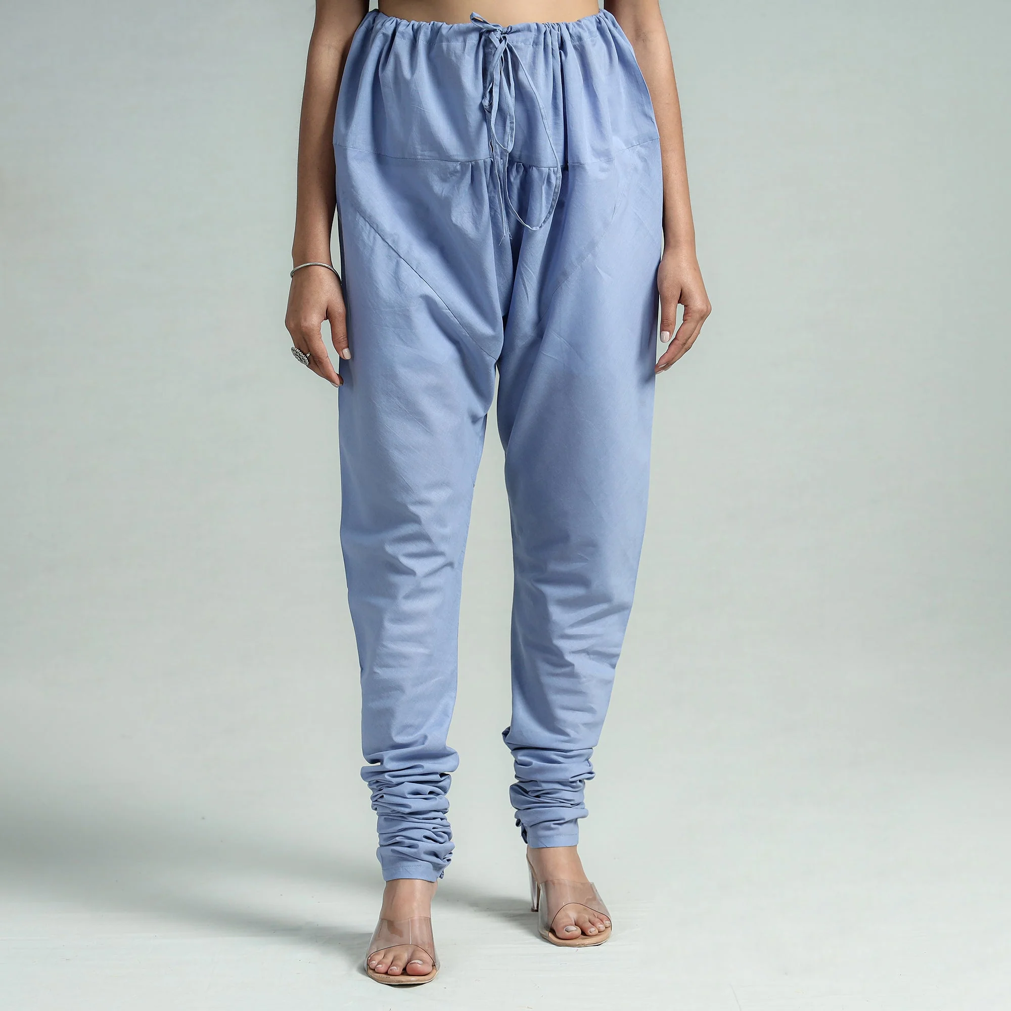 Sky Blue - Plain Dyed Cotton Ankle Length Churidar - Image 2