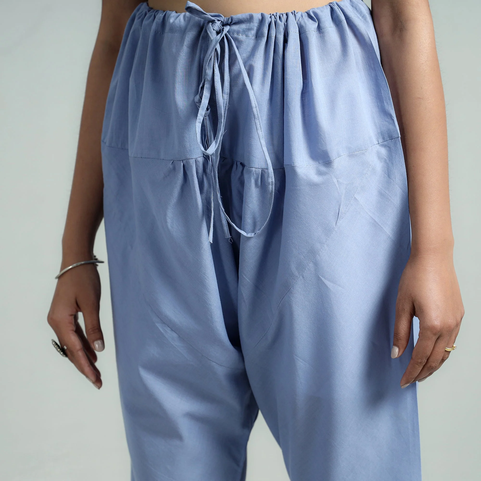 Sky Blue - Plain Dyed Cotton Ankle Length Churidar - Image 3