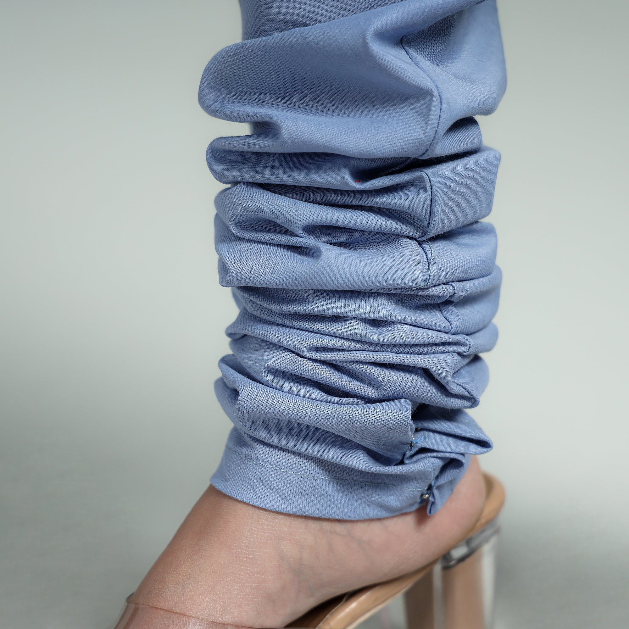 Sky Blue - Plain Dyed Cotton Ankle Length Churidar - Image 4