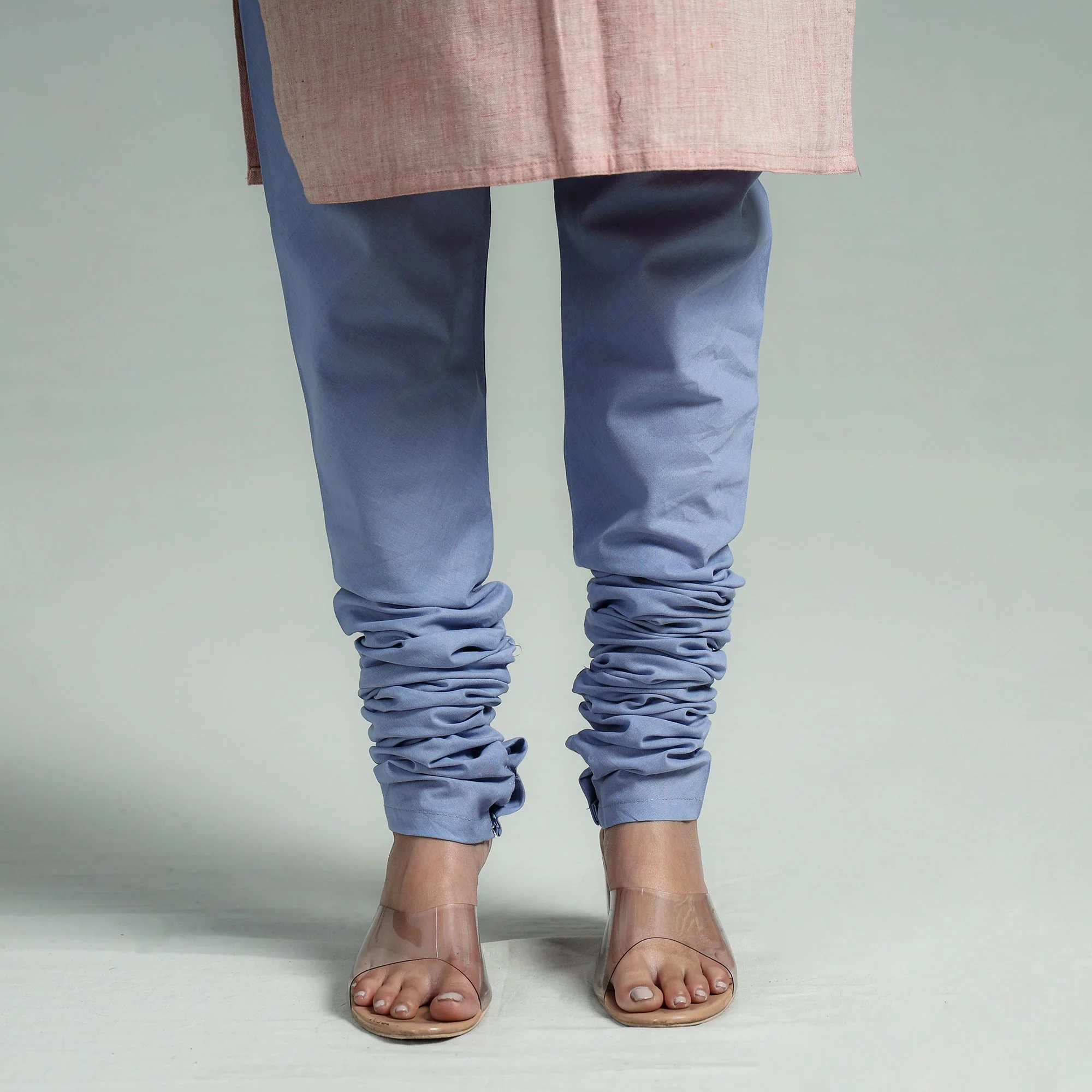 Sky Blue - Plain Dyed Cotton Ankle Length Churidar - Image 7