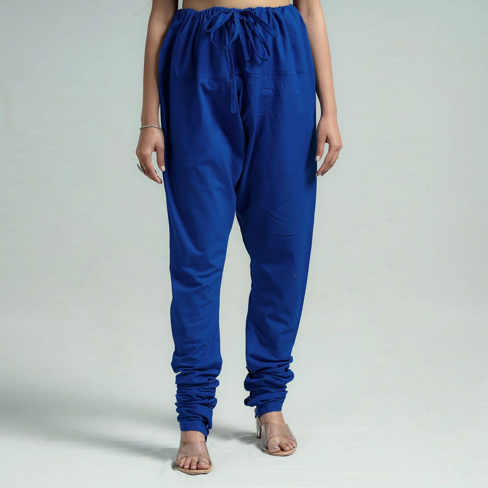 Dark Blue - Plain Dyed Cotton Ankle Length Churidar - Image 2