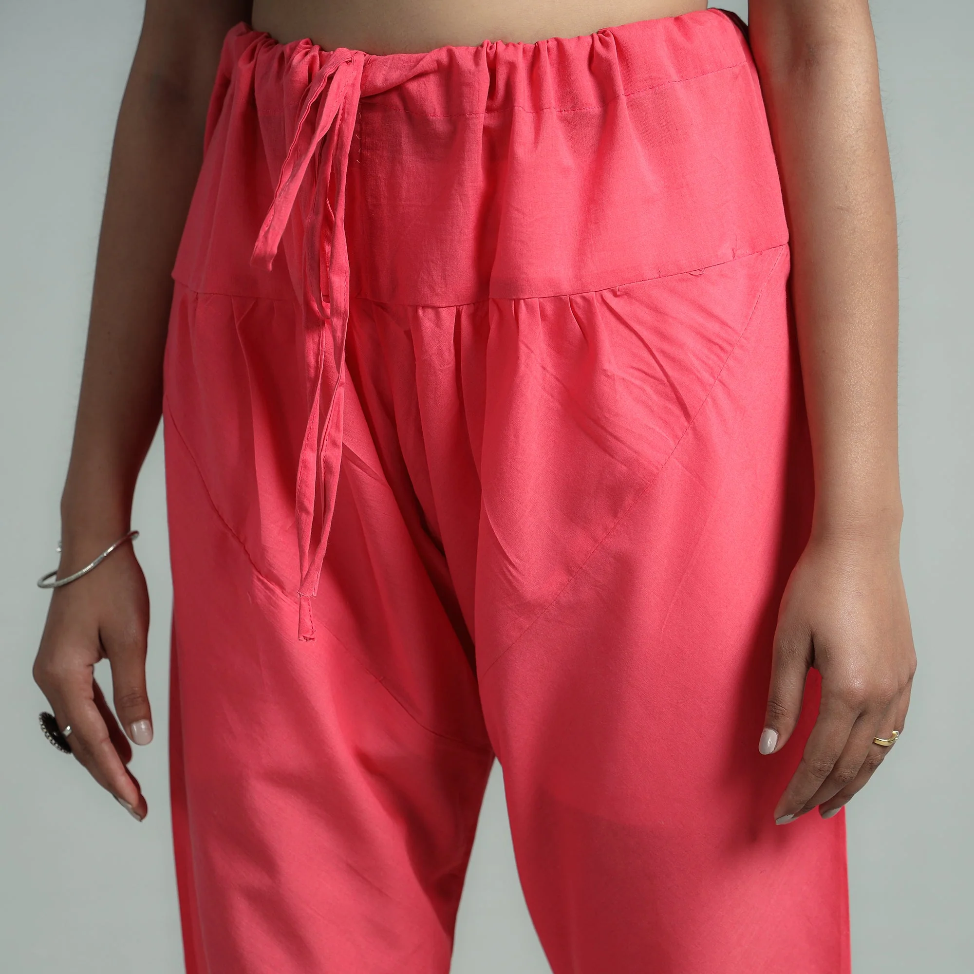 Pink - Plain Dyed Cotton Ankle Length Churidar - Image 3