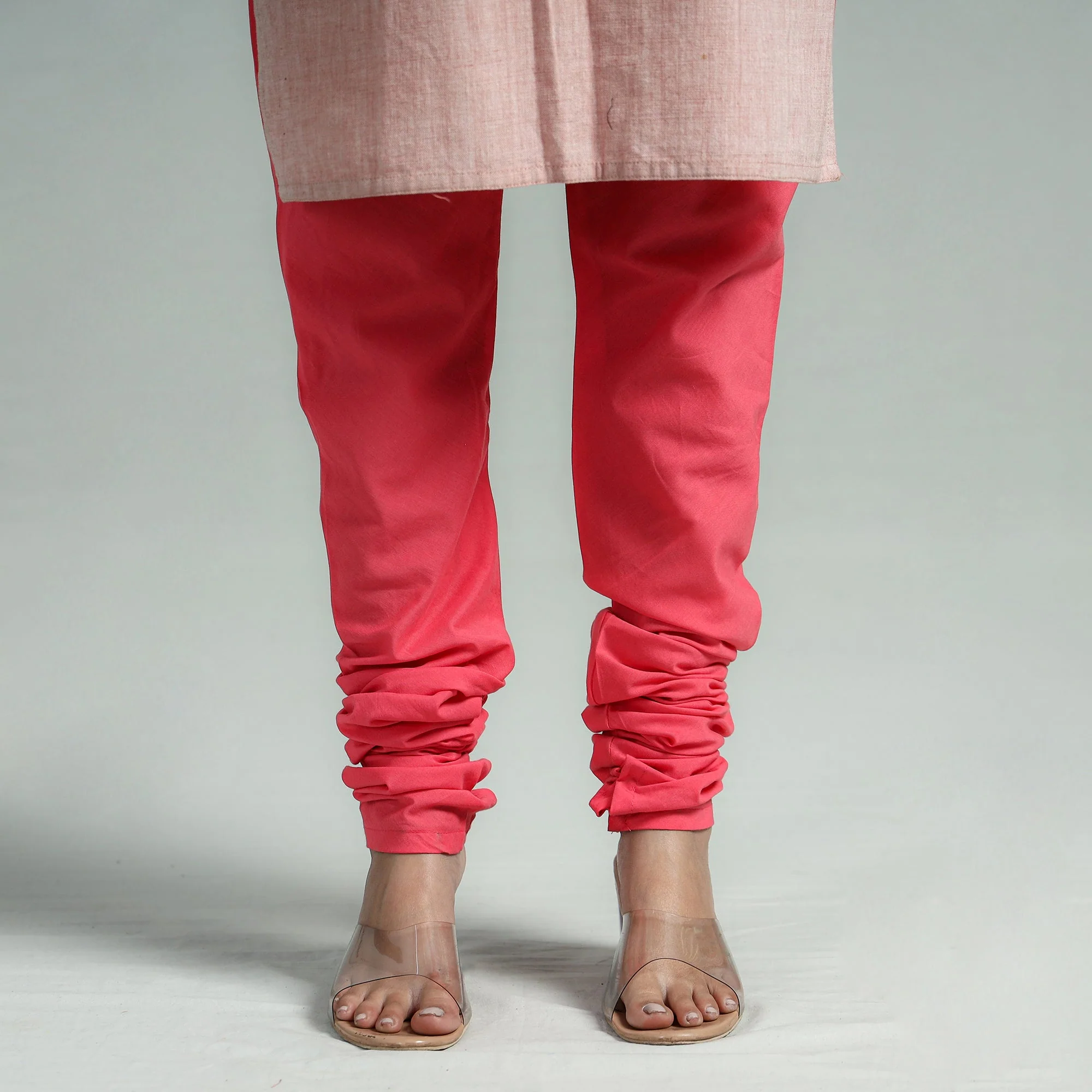 Pink - Plain Dyed Cotton Ankle Length Churidar - Image 7